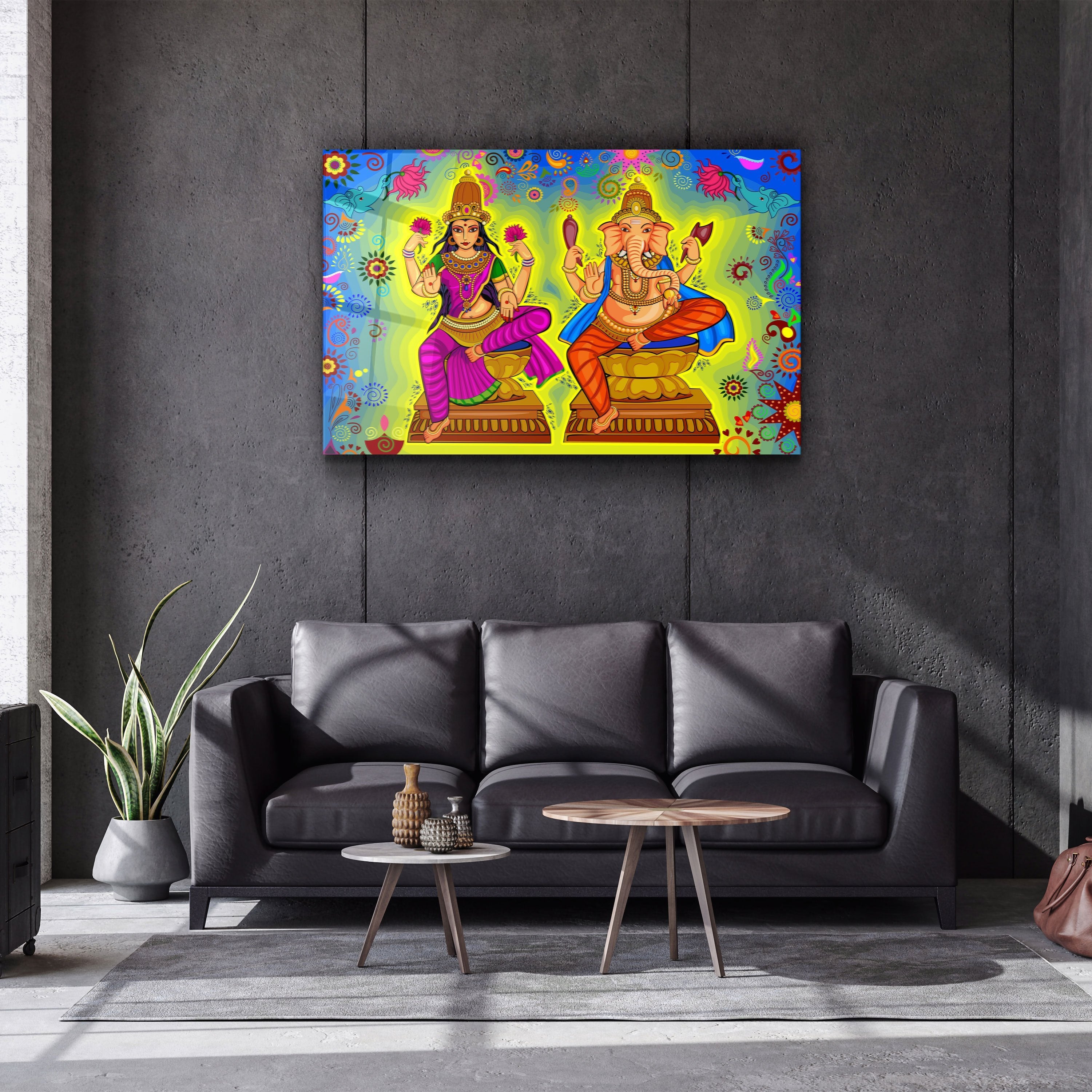 ・« Illustration du Seigneur Ganesha »・Art mural en verre