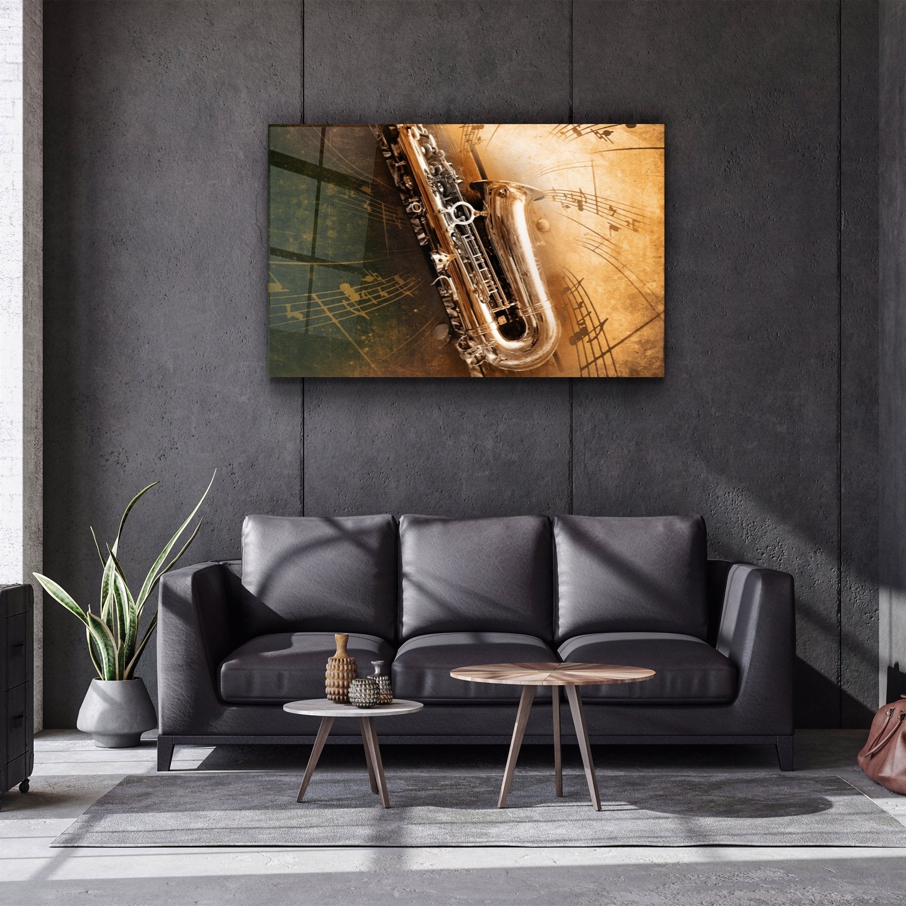 ・"Musique (Saxophone)"・Art mural en verre