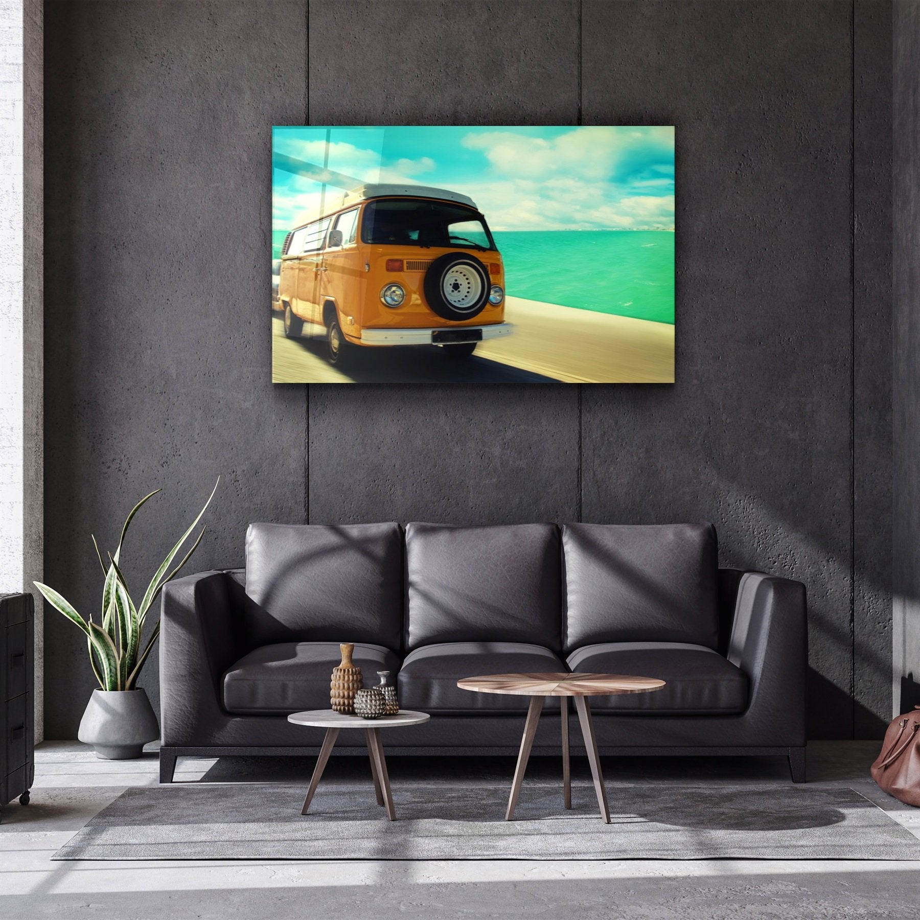 ・"VW Minibus"・Glass Wall Art