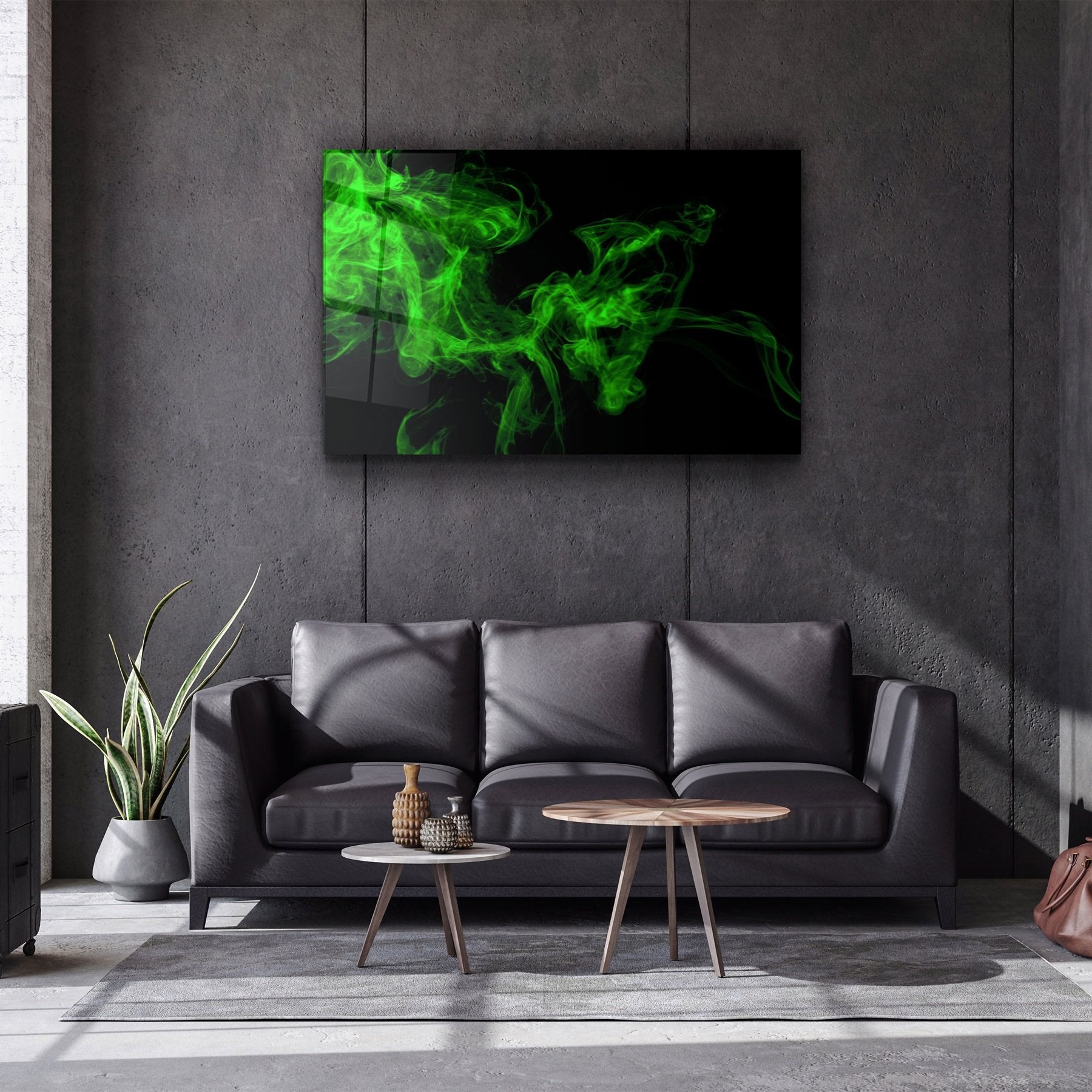 ・"Green Smoke"・Glass Wall Art