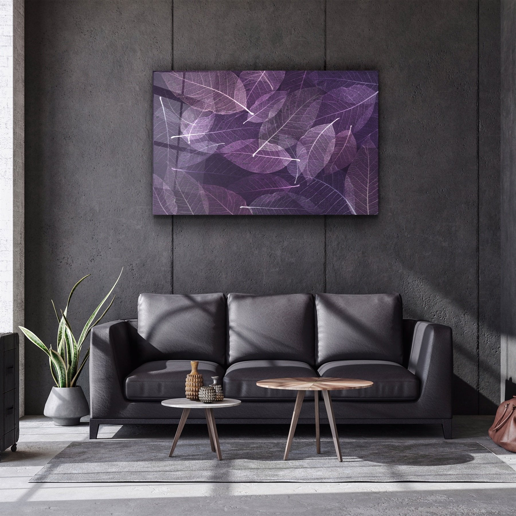 ・"Purple Leaf"・Glass Wall Art