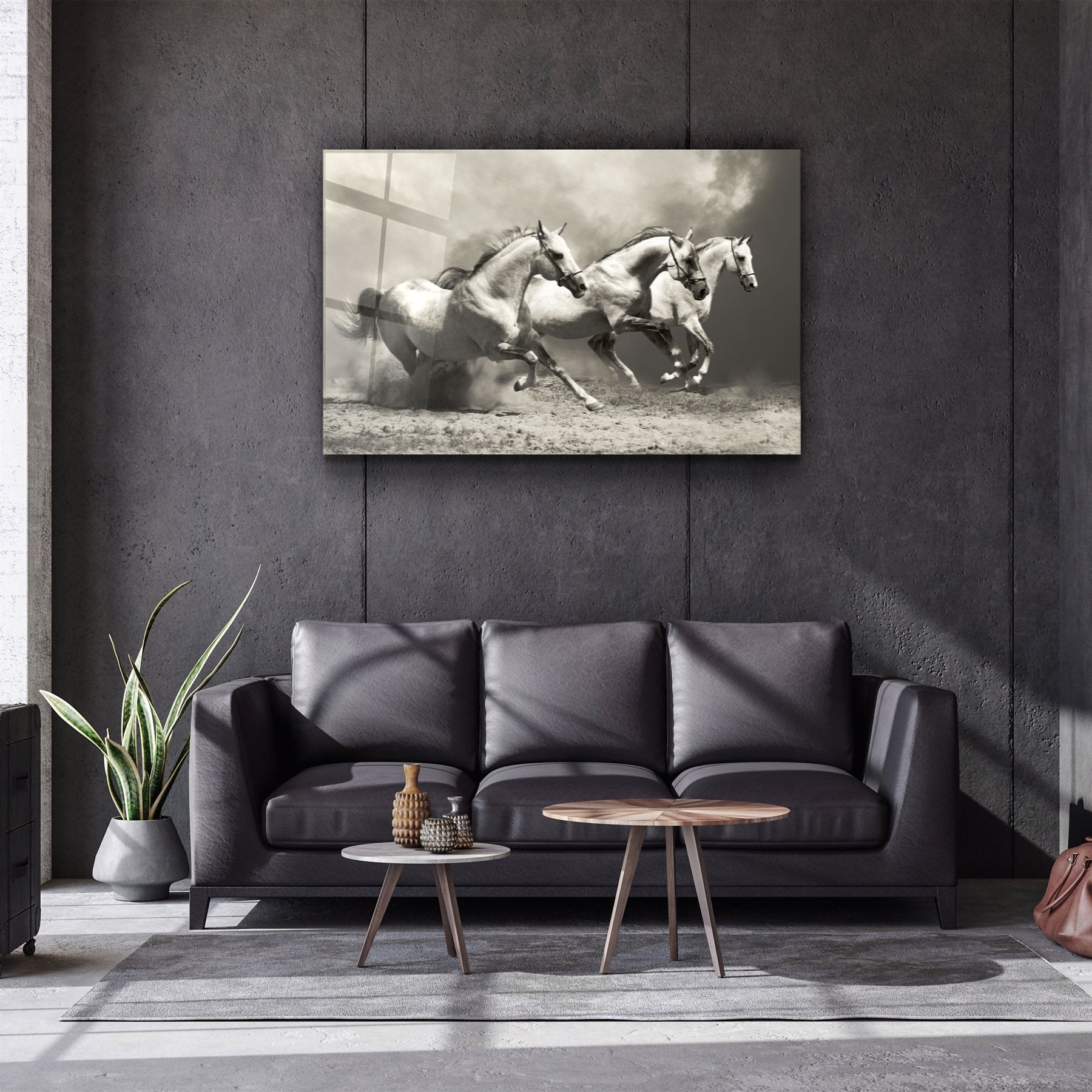 ・"Chevaux qui courent"・Art mural en verre