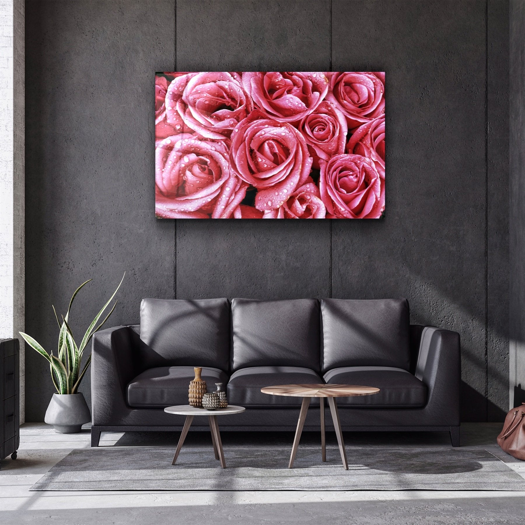 ・« Rose rose »・Art mural en verre