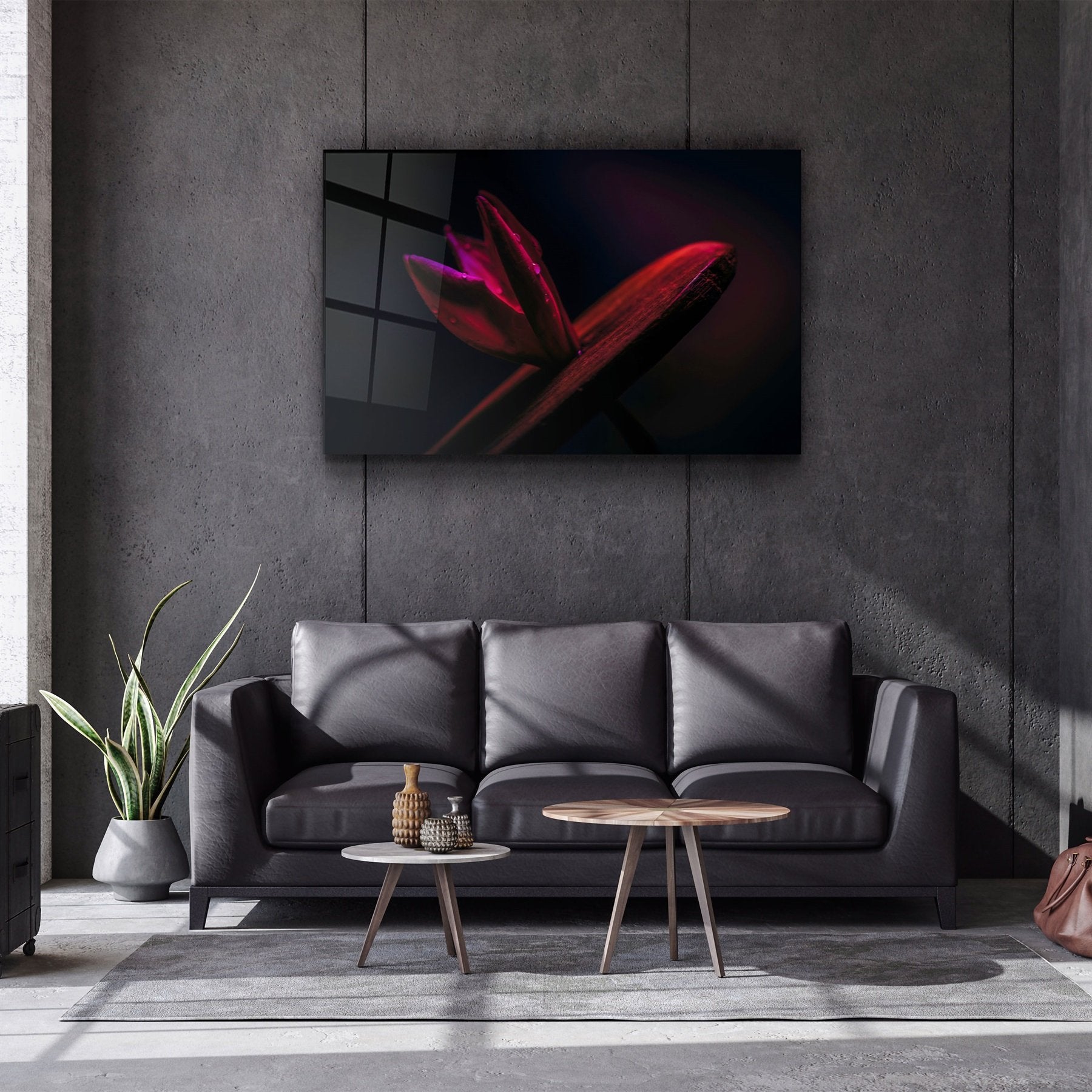 ・"Feuille rouge"・Art mural en verre