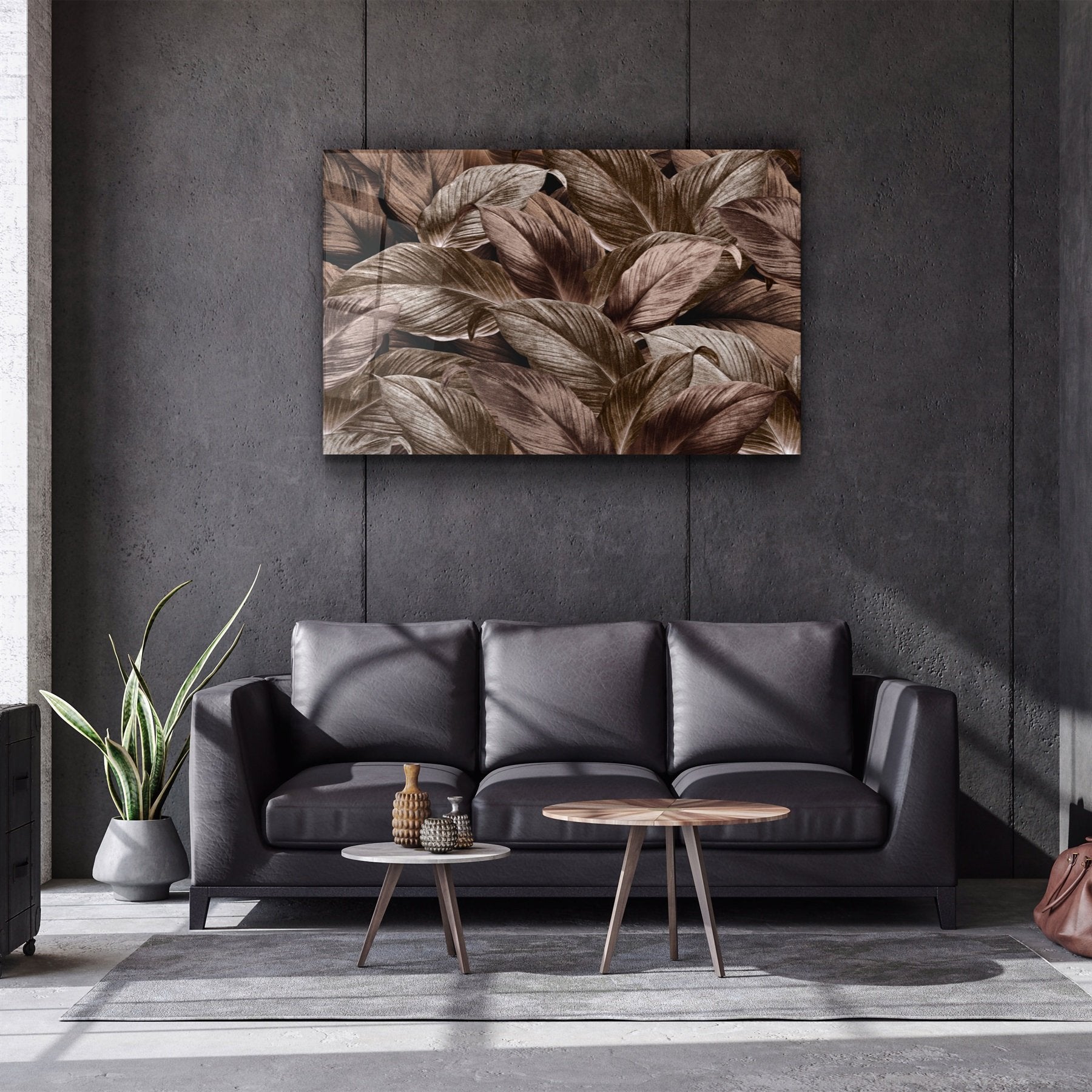 ・"Feuille tropicale"・Art mural en verre