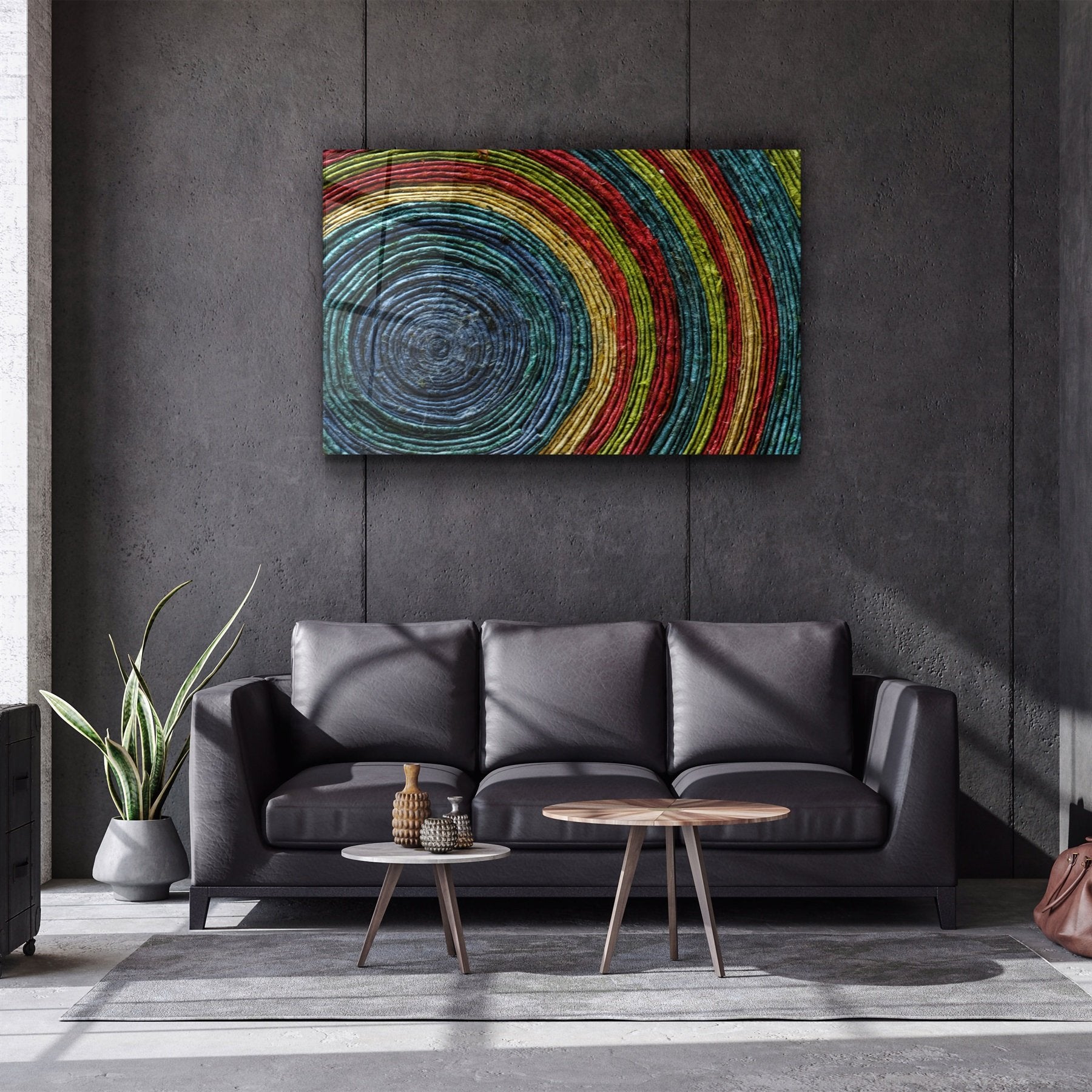 ・"Colored Spiral"・Glass Wall Art