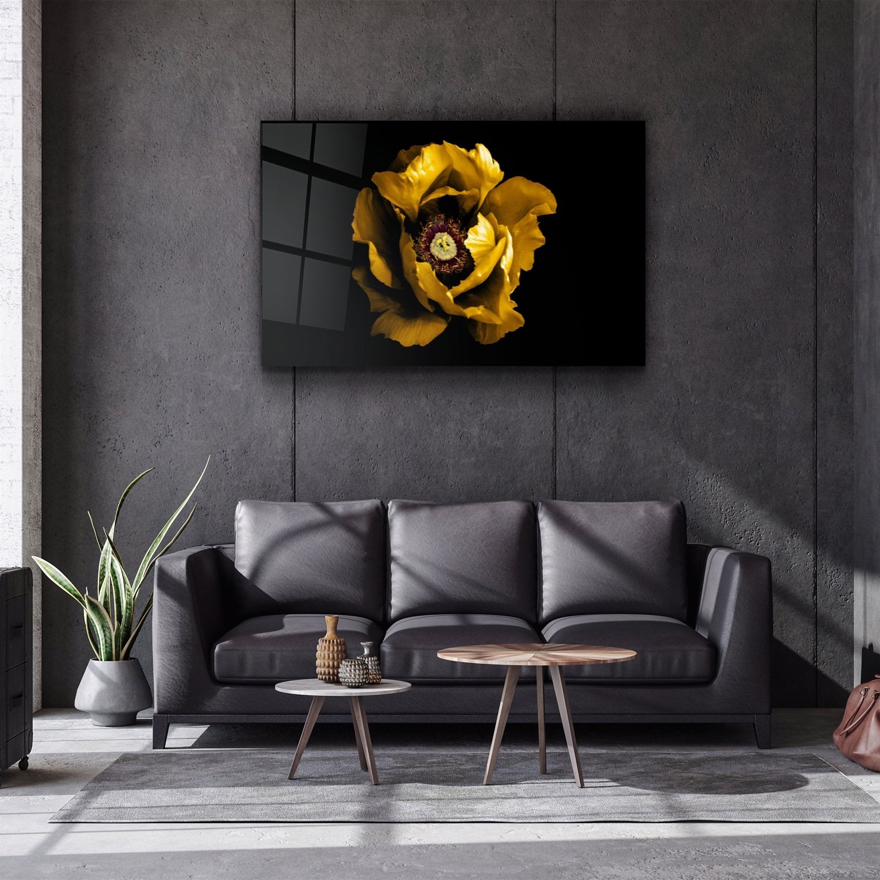 ・"Rose jaune 2"・Art mural en verre