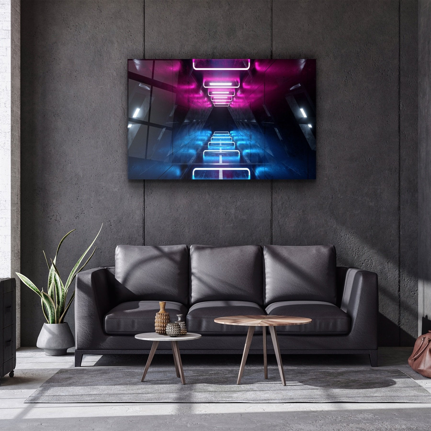 ・"Neon Roller Coaster"・Glass Wall Art