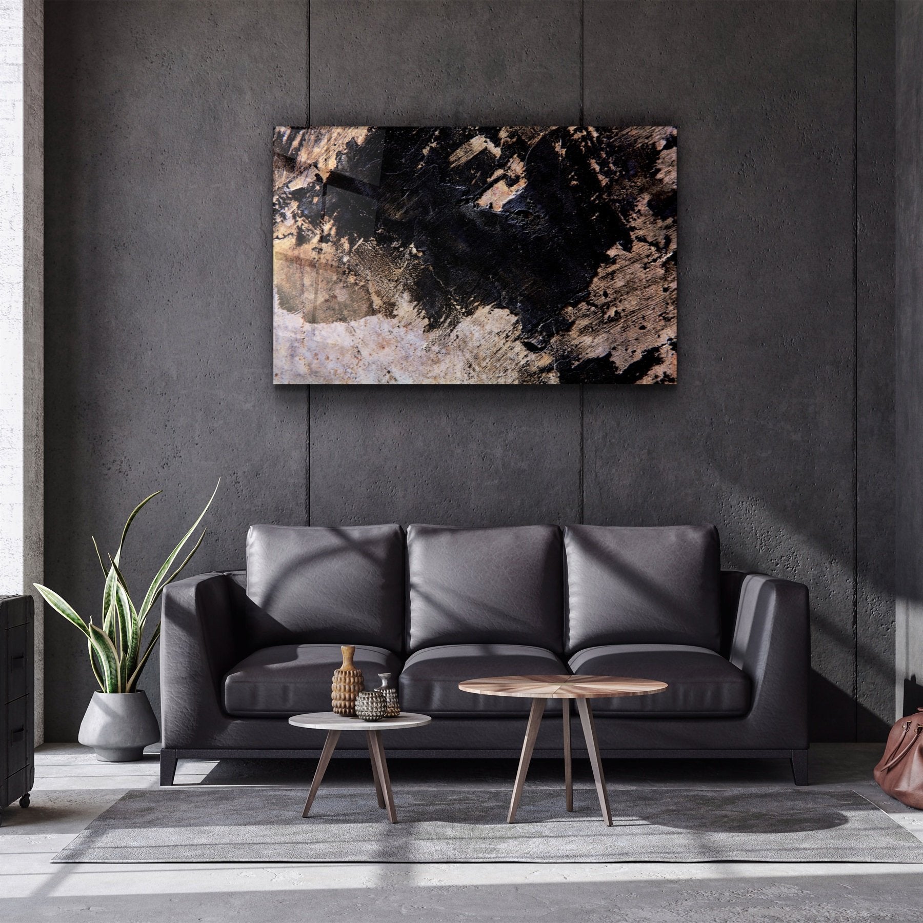 ・« Motif noir et marron »・Art mural en verre