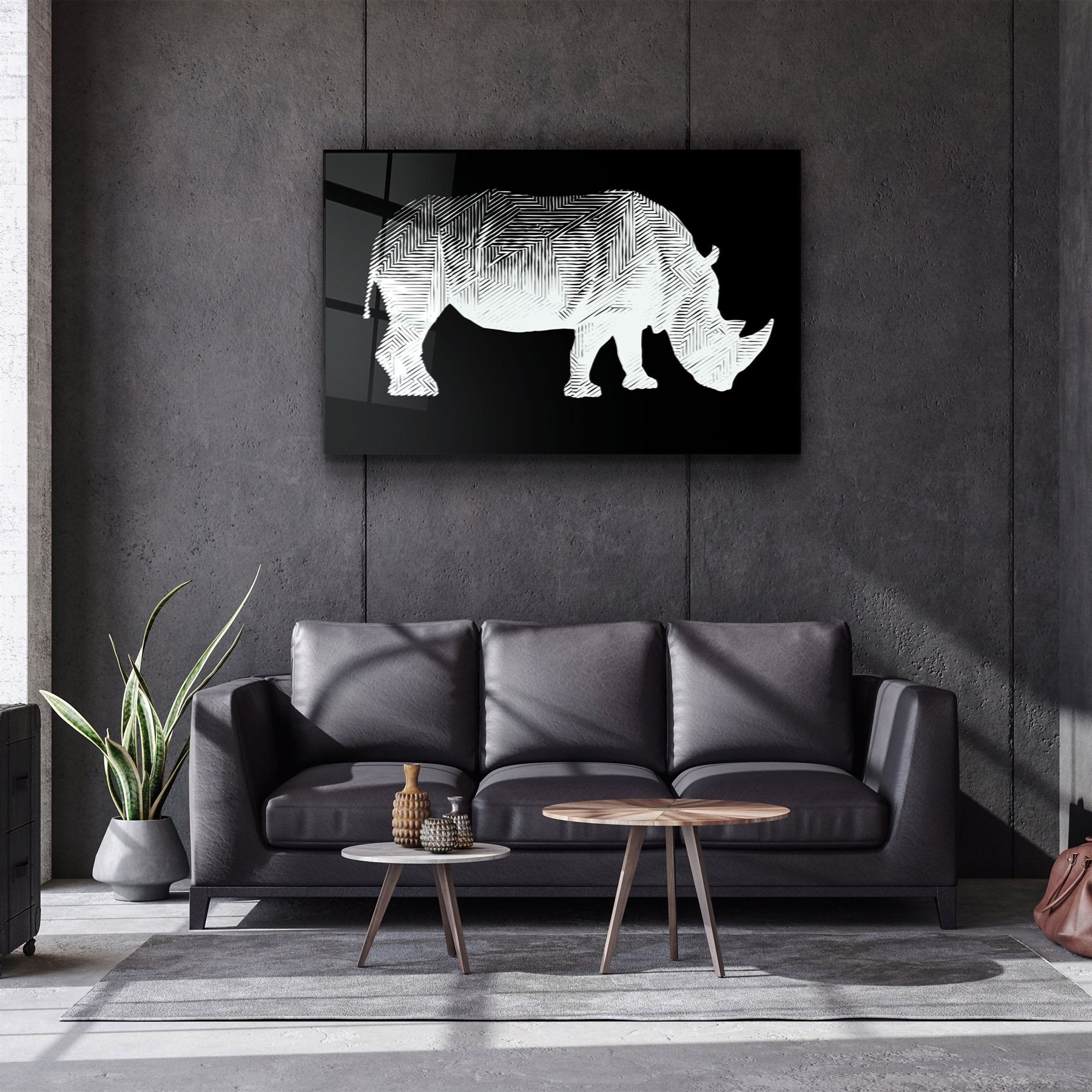 ・"Rhino Black"・Glass Wall Art