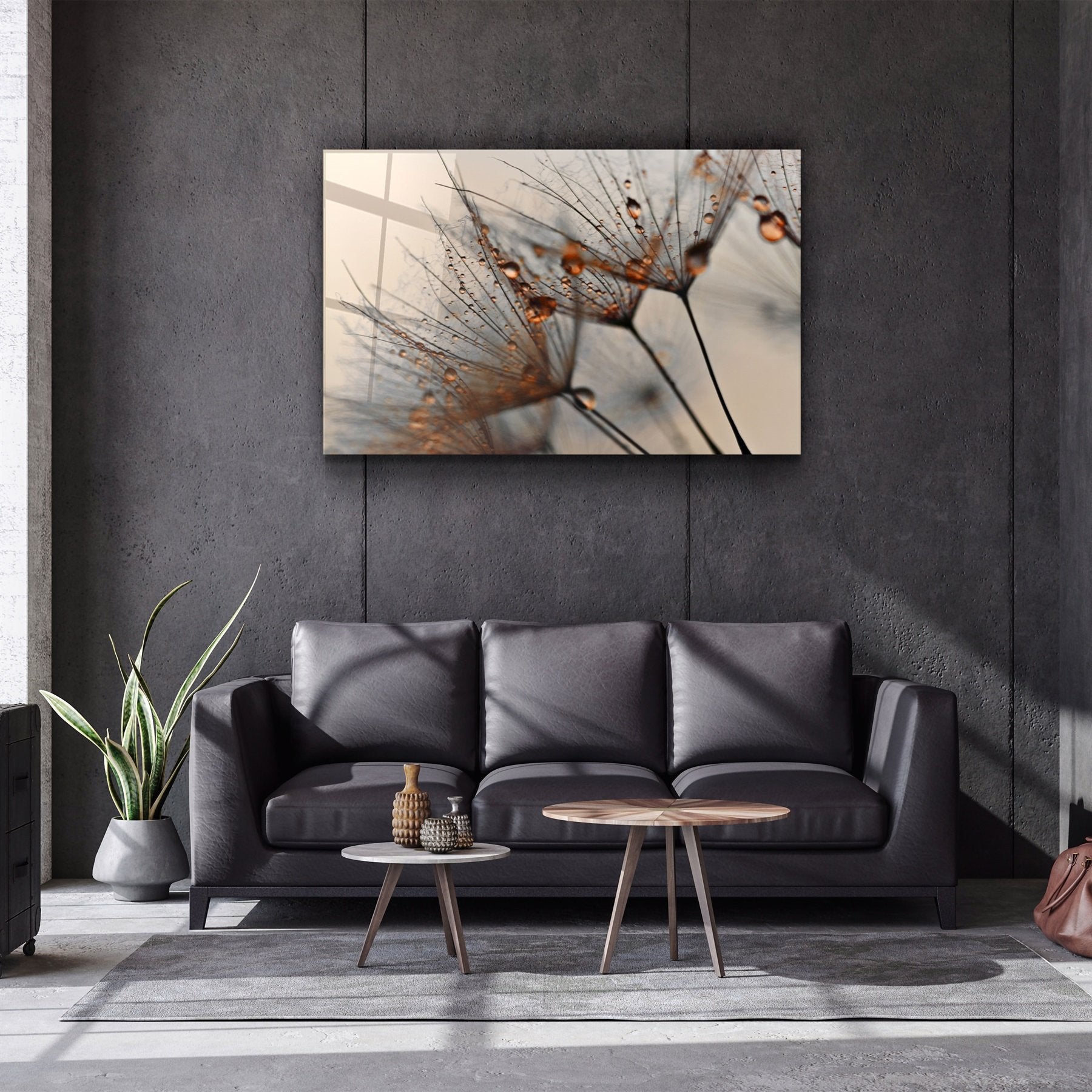 ・"Fleur Orange"・Art mural en verre