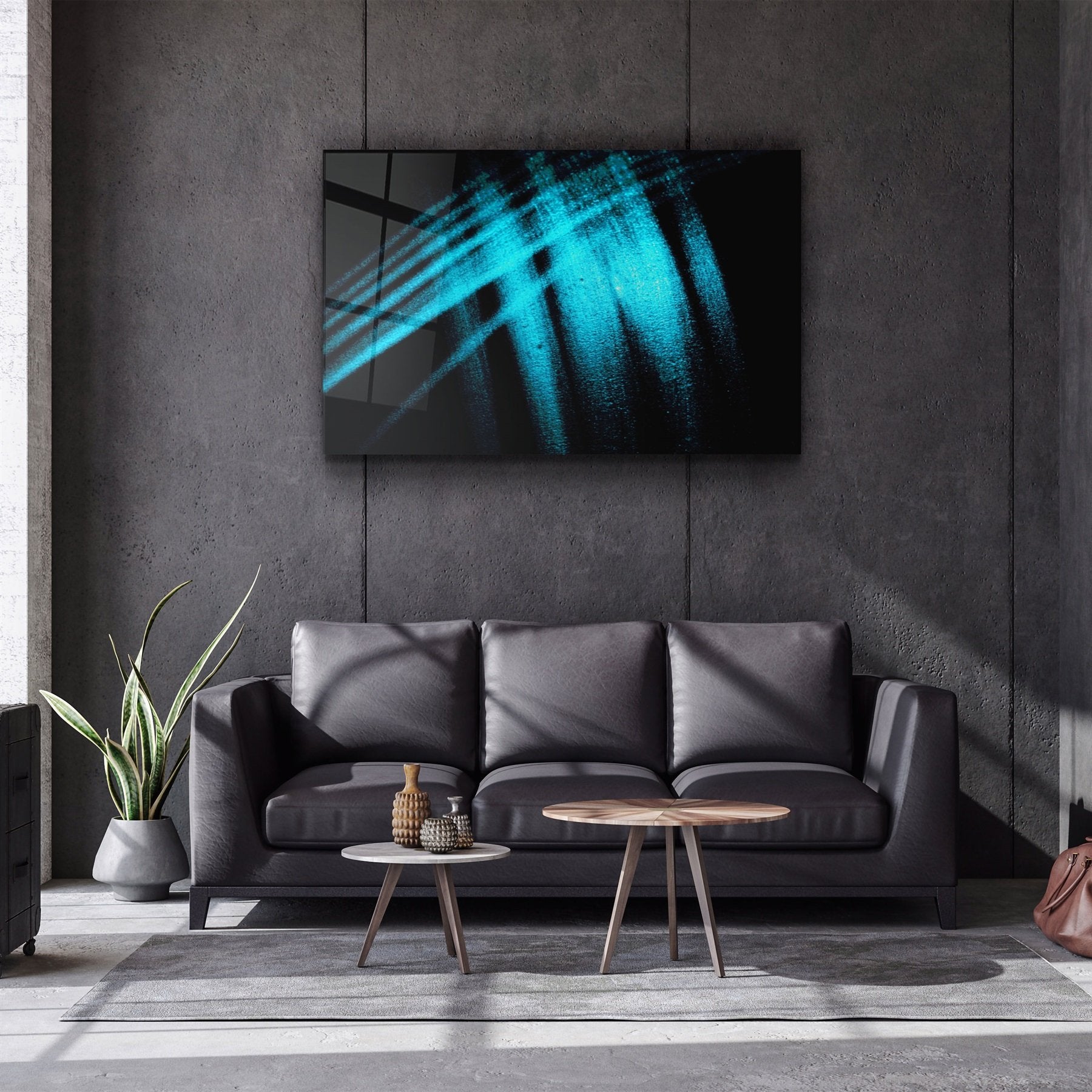 ・« Motif bleu »・Art mural en verre