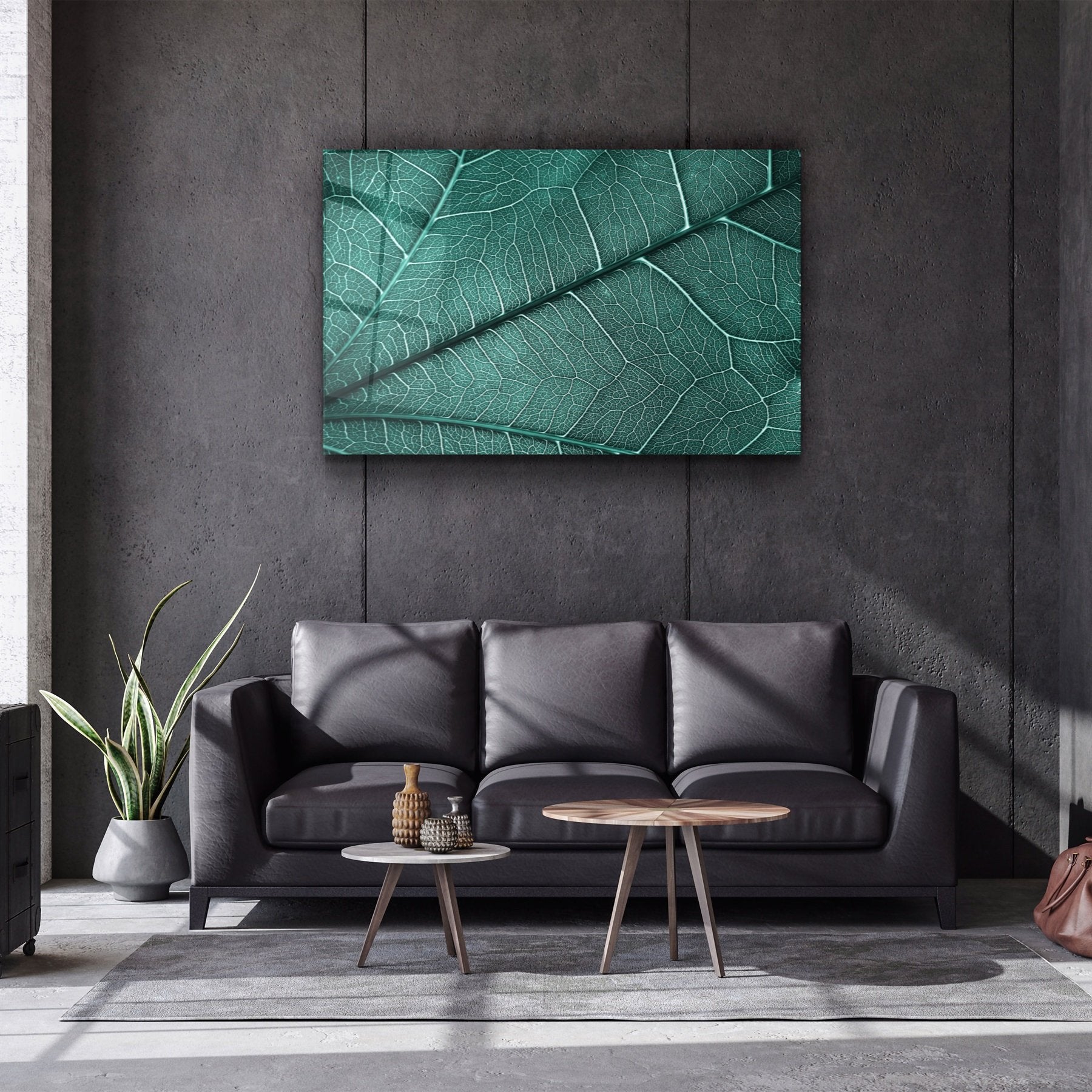 ・"Feuille verte 4"・Art mural en verre