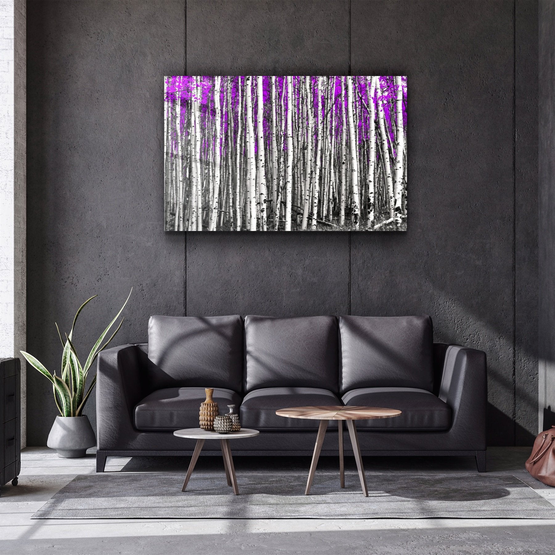 ・"Abstract White Trees V3"・Glass Wall Art
