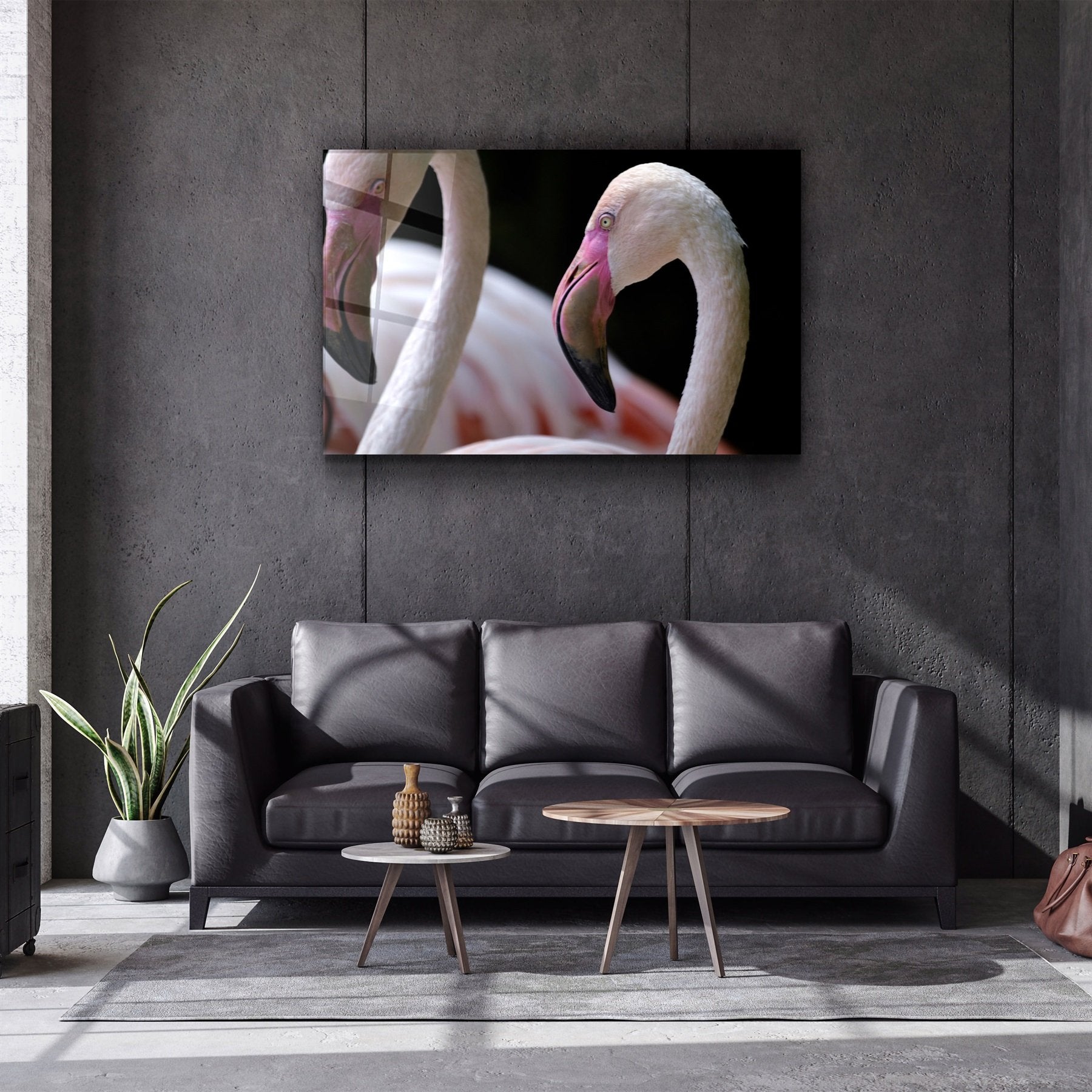 ・"Flamingo V4"・Glass Wall Art
