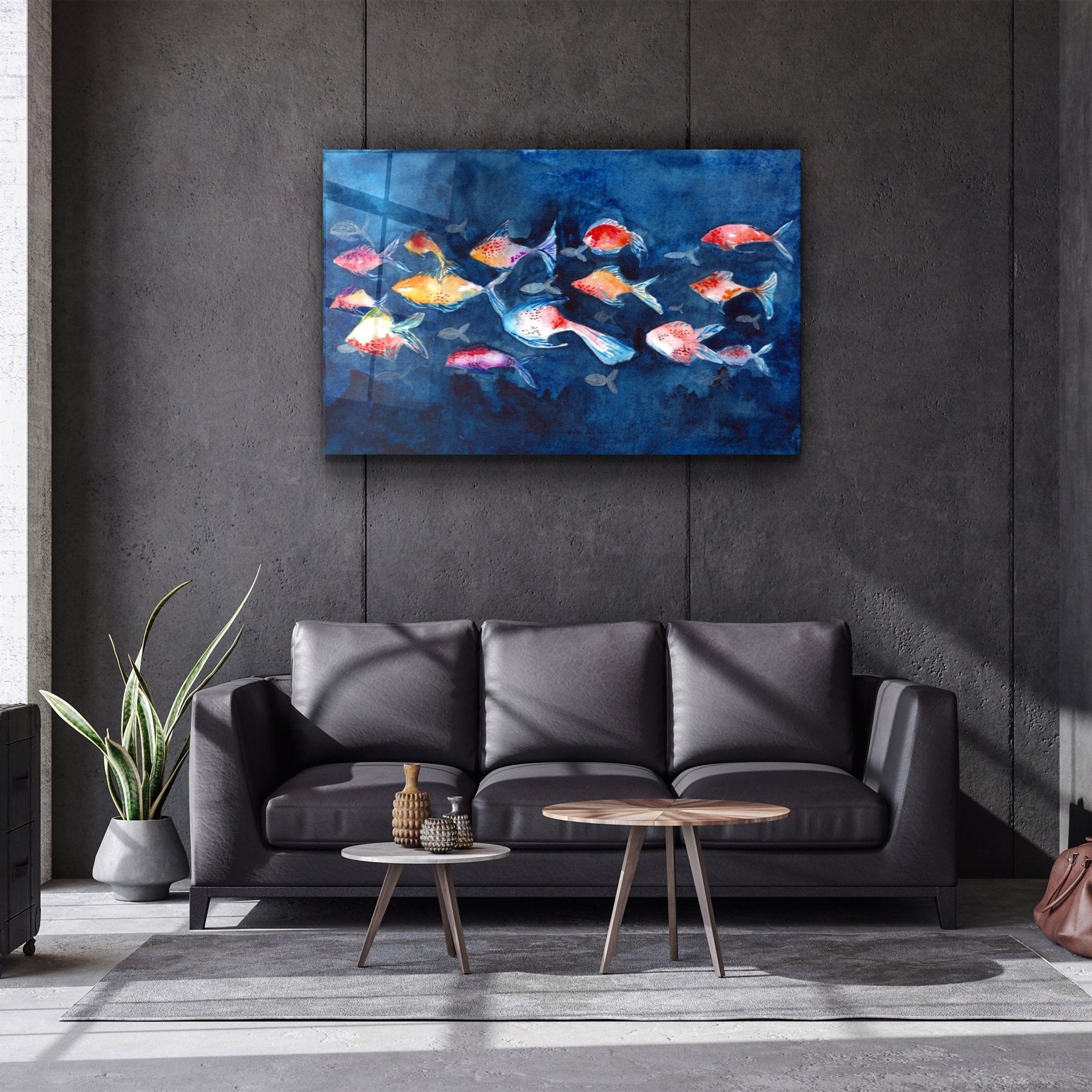 ・"School of Fish"・Glass Wall Art