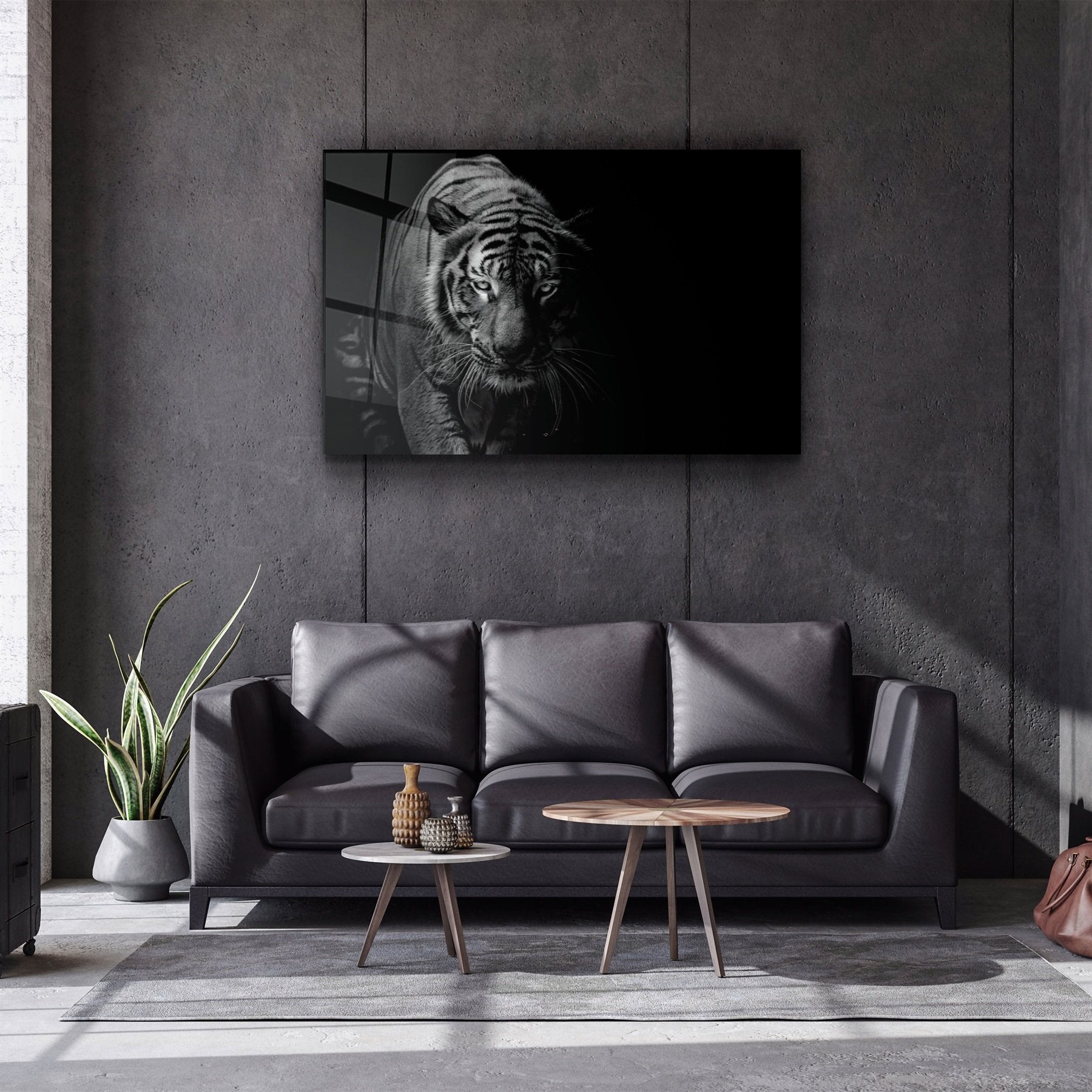 ・"Tiger in the Black"・Glass Wall Art