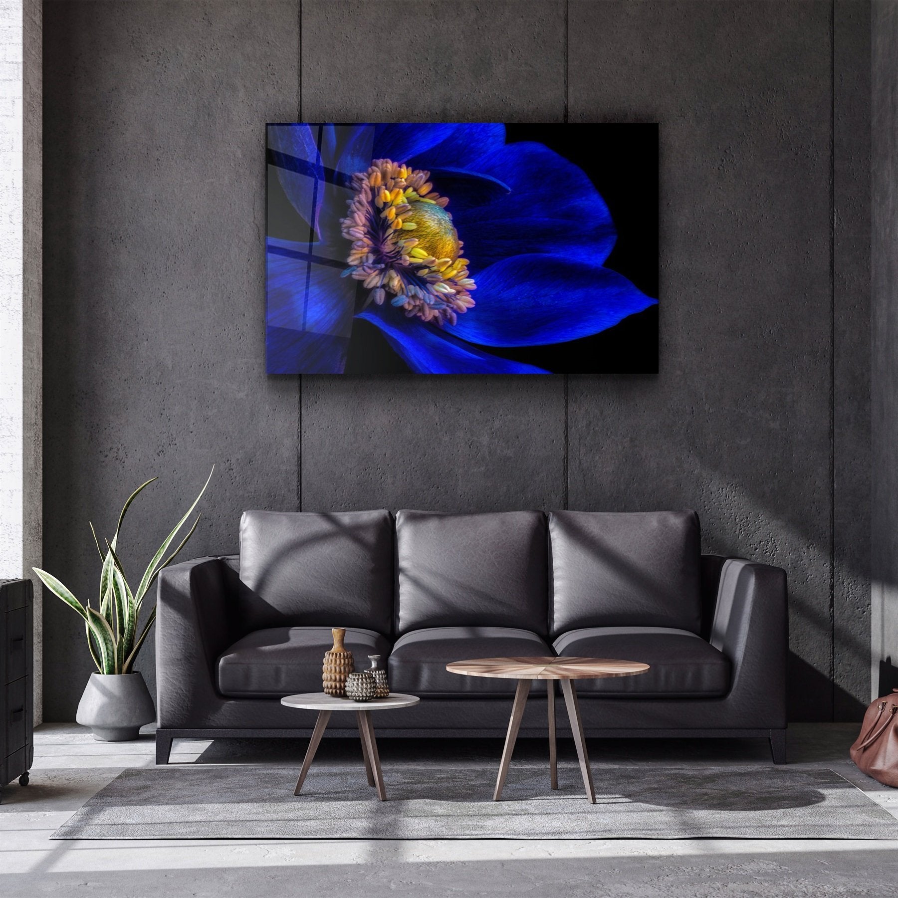 ・"Blue Flower2"・Glass Wall Art