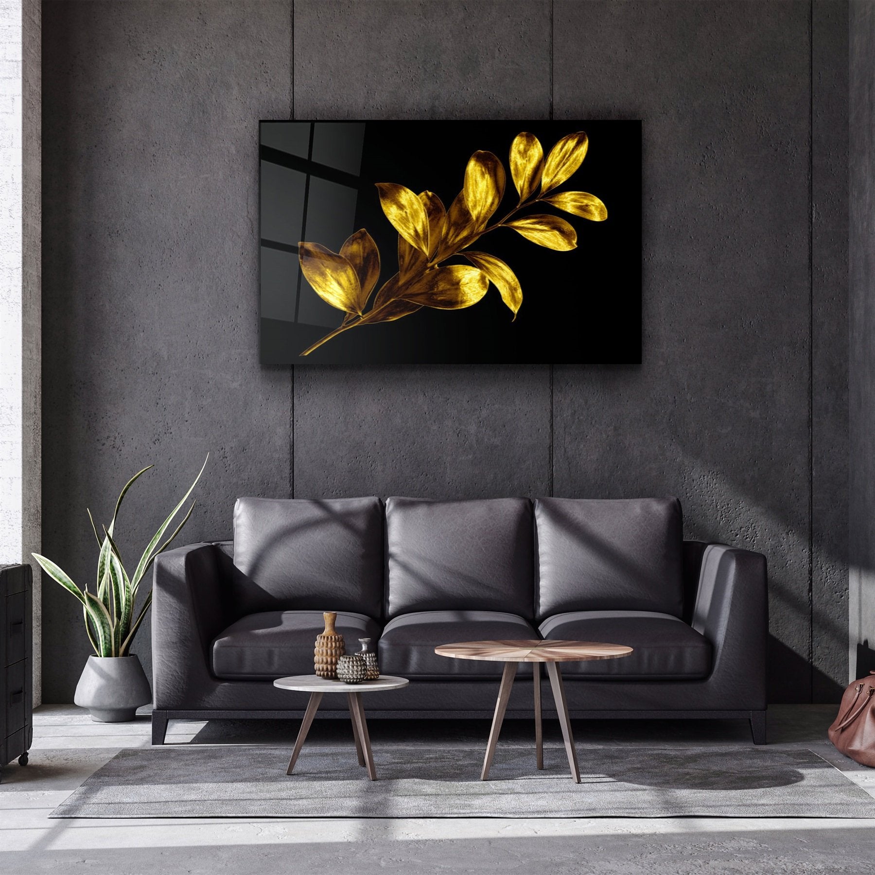 ・"Feuille d'Or"・Art Mural en Verre