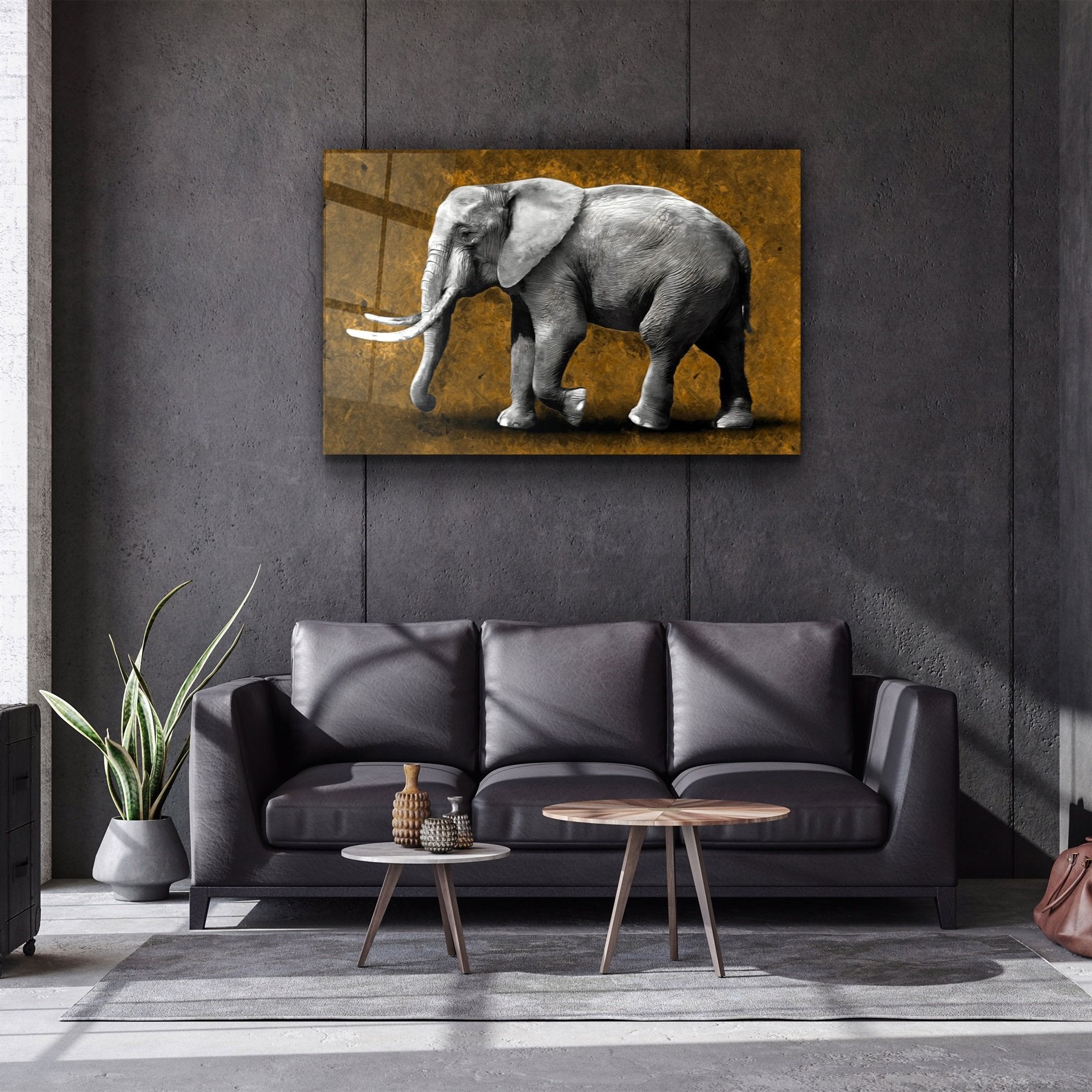 ・"Elephant Brown"・Glass Wall Art