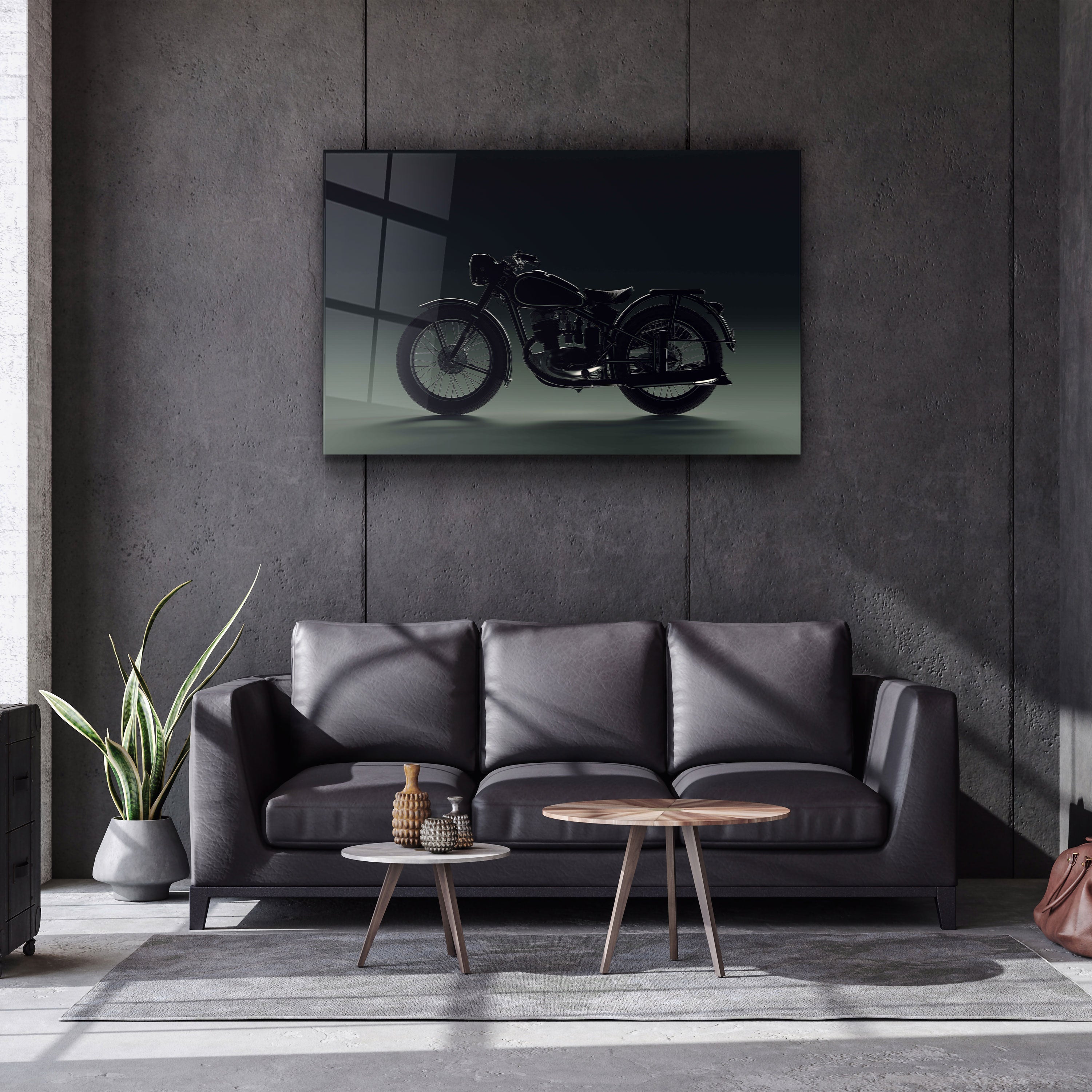 ・"Vieux motard"・Art mural en verre de la collection du designer