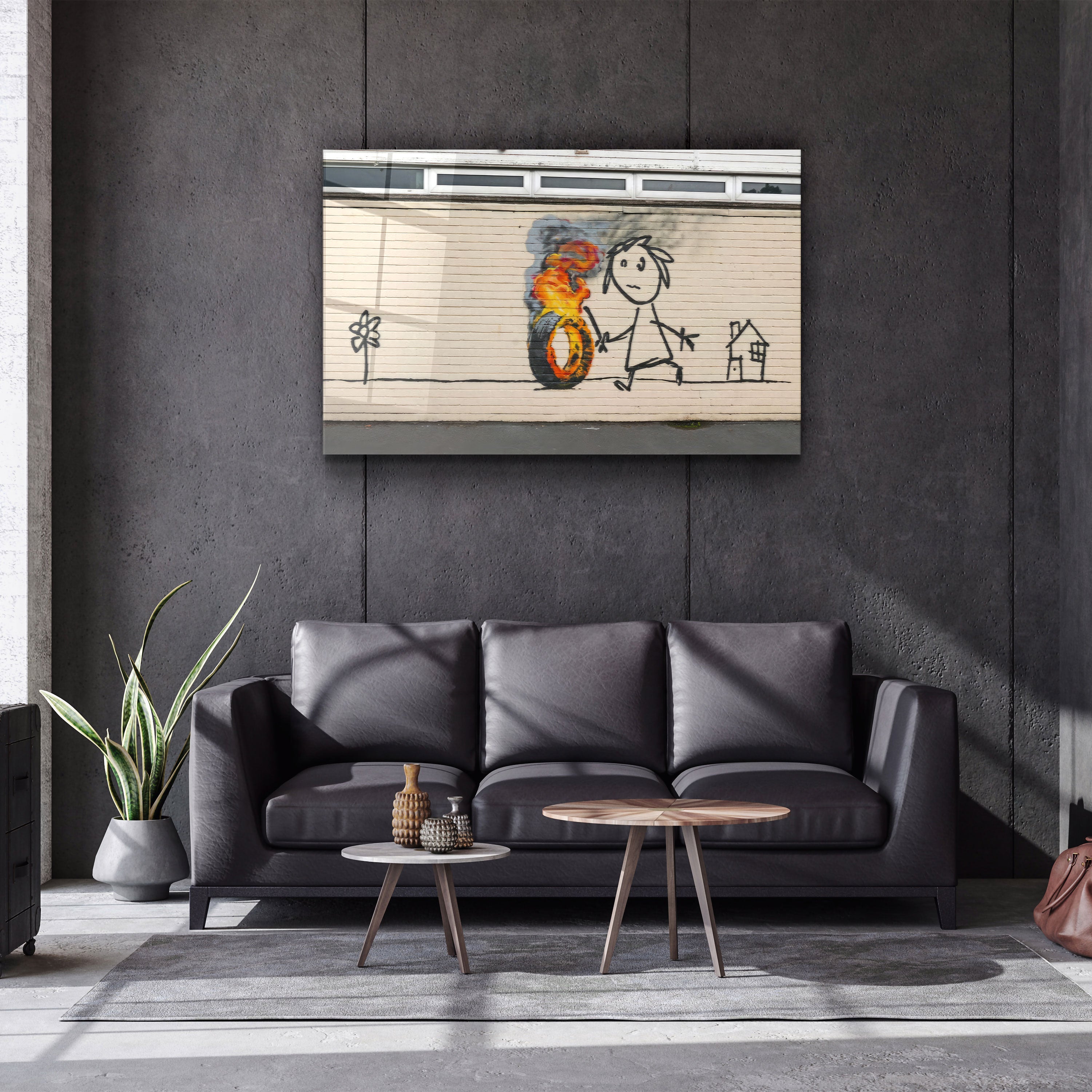 ・"Banksy - Jouet brûlant"・Art mural en verre de la collection du designer