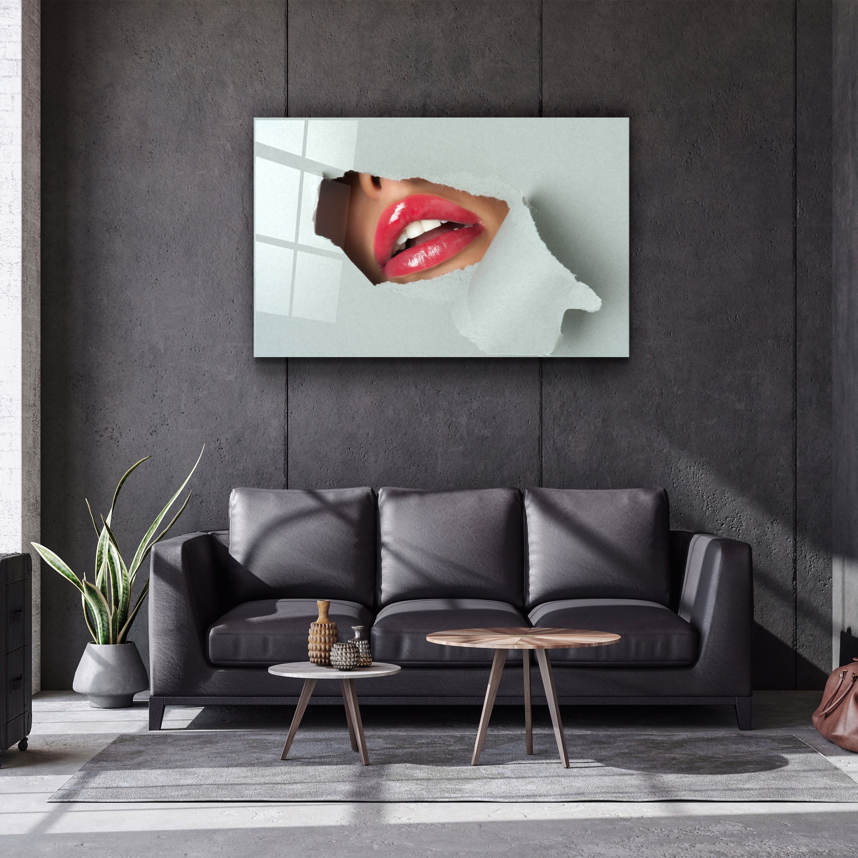 ・"Red Lips"・Designer's Collection Glass Wall Art