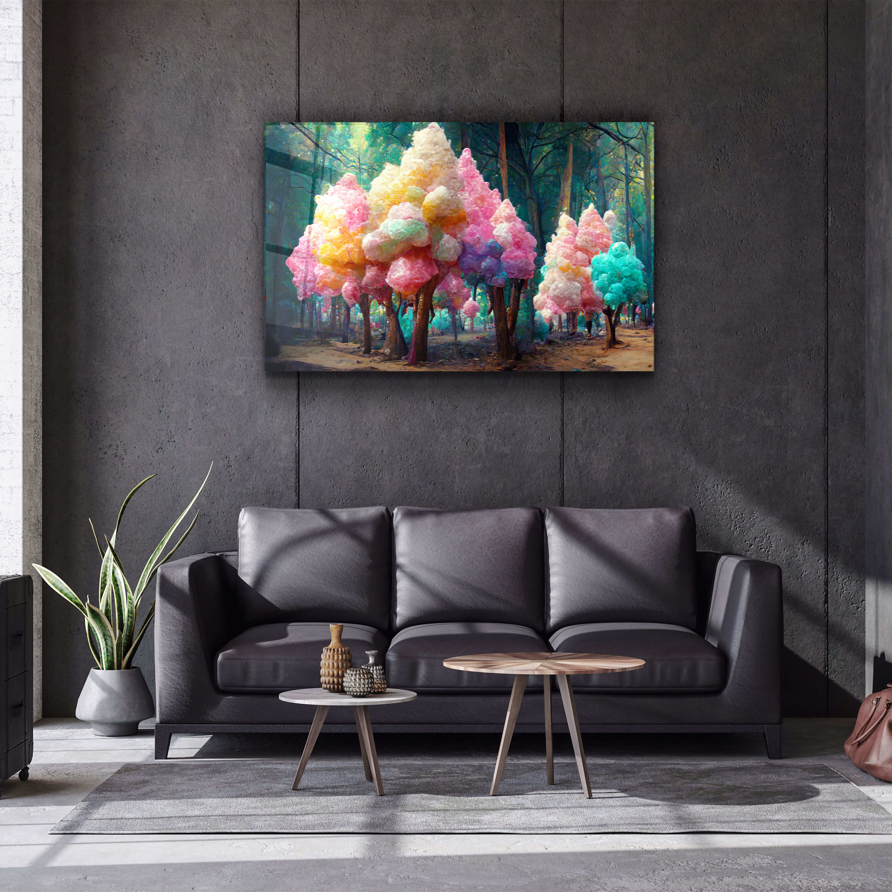 ・"Cotton Candy Forest"・Secret World Collection Glass Wall Art