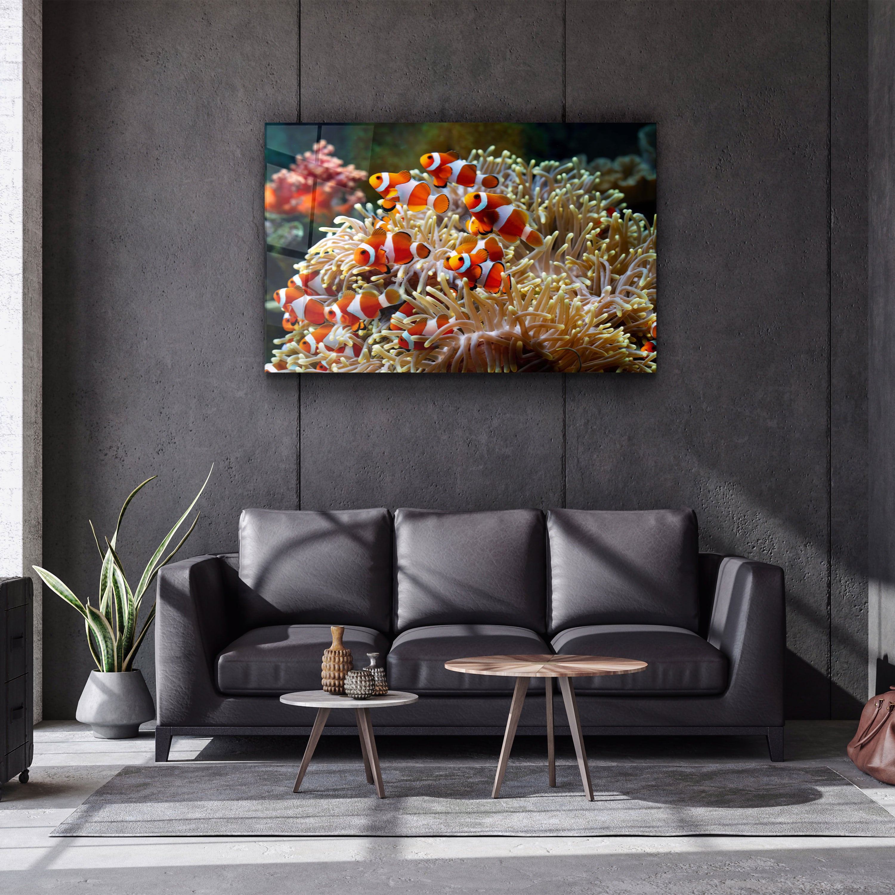 ・"Fishes on Corals"・Glass Wall Art