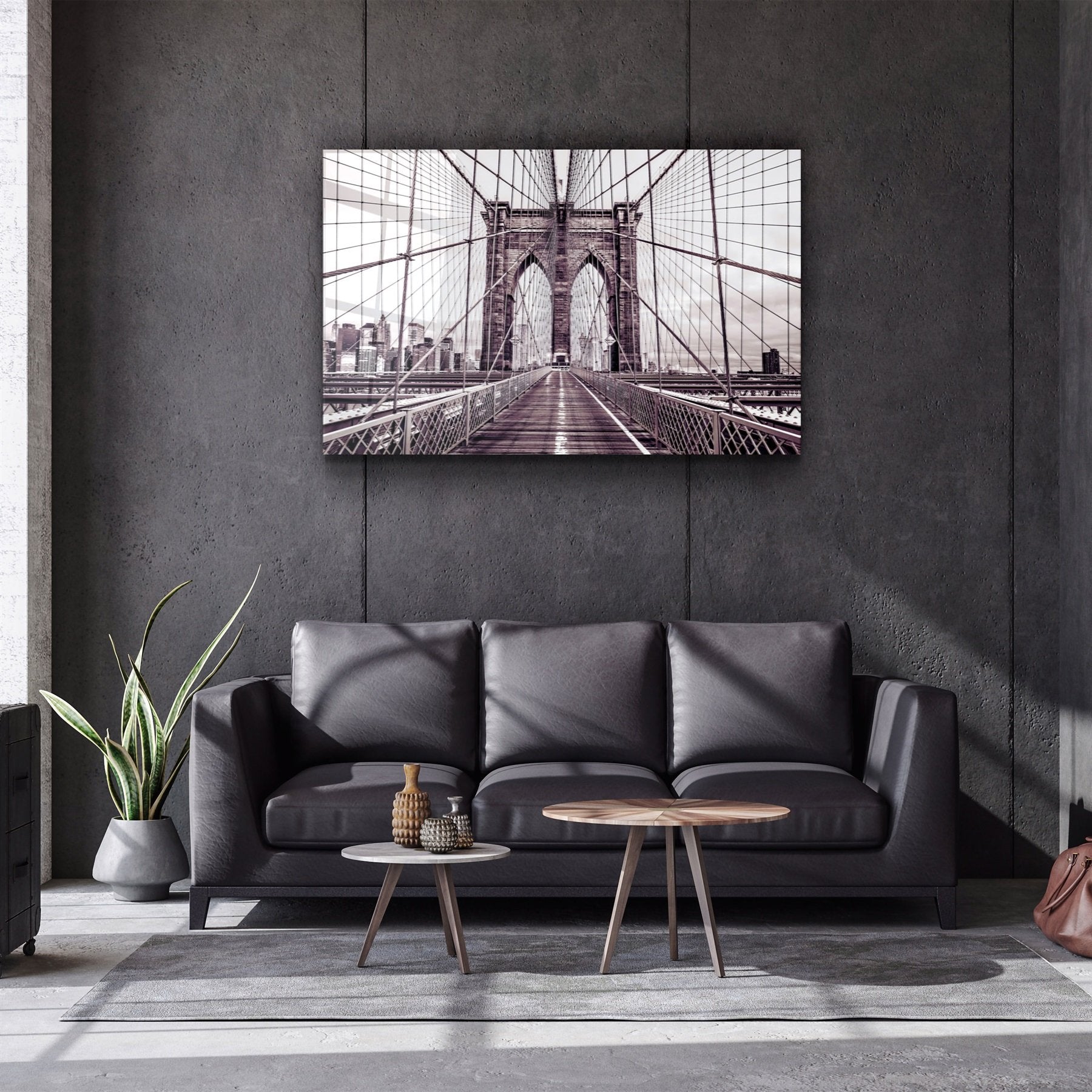 ・„Brooklyn Bridge Retro Bronze“・<tc>Glasbild</tc>
