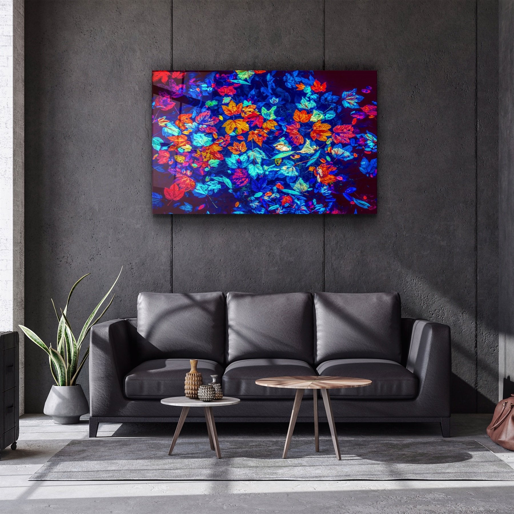 ・"Leaves on the Water"・Glass Wall Art