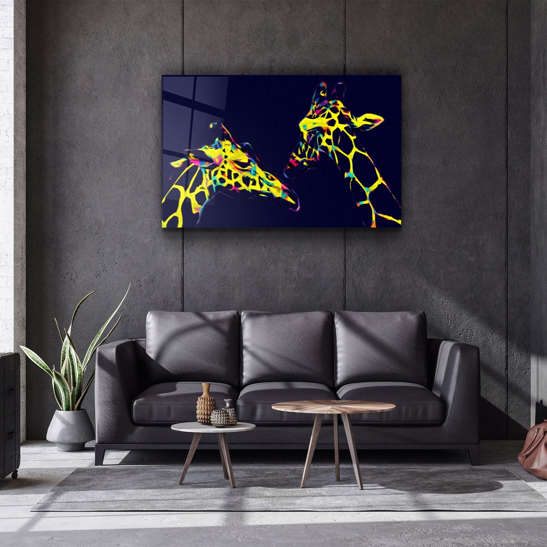 ・"Colormix Giraffes"・Glass Wall Art