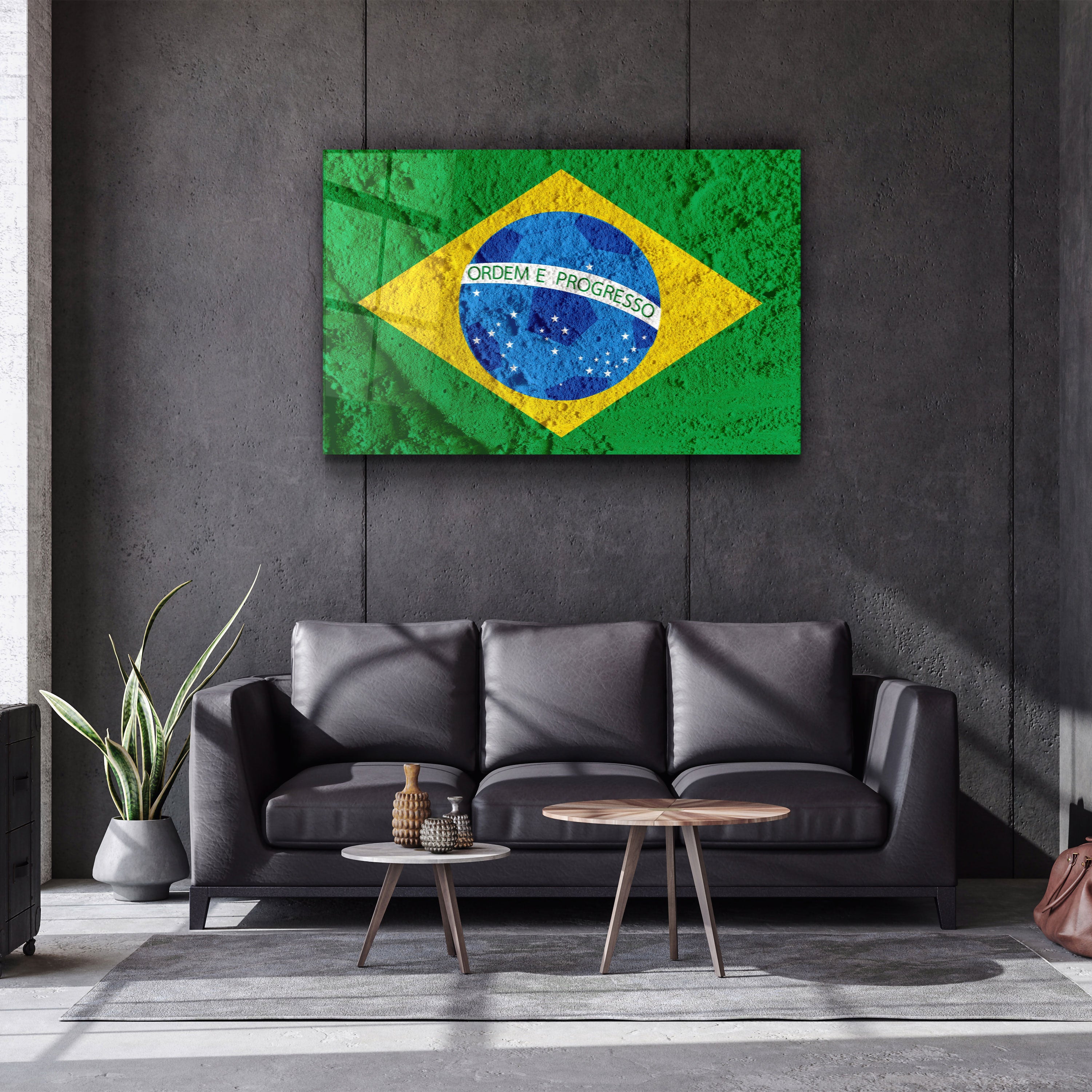 ・"Flag Of Brazil"・Glass Wall Art