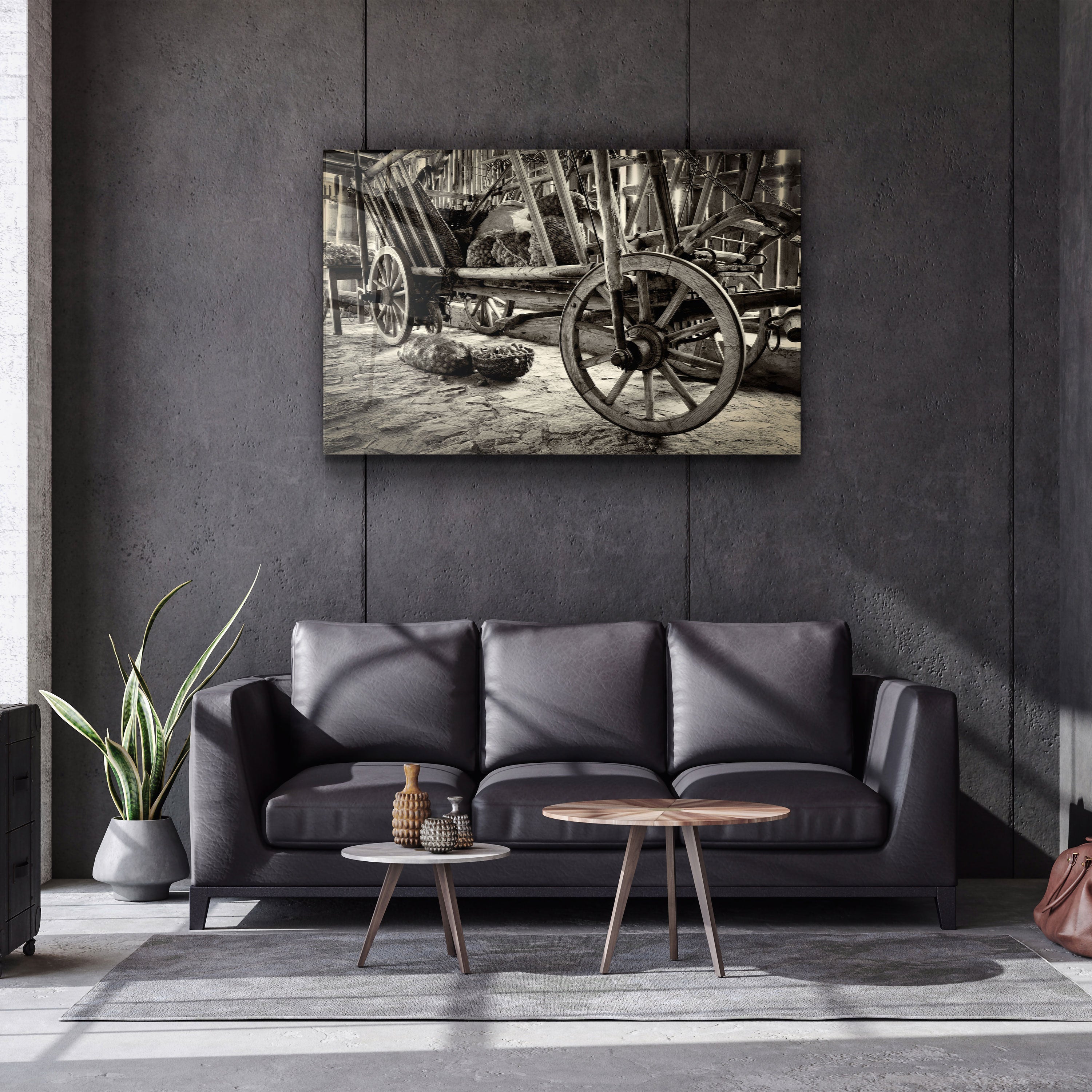 ・"Old Wheel Cart"・Glass Wall Art