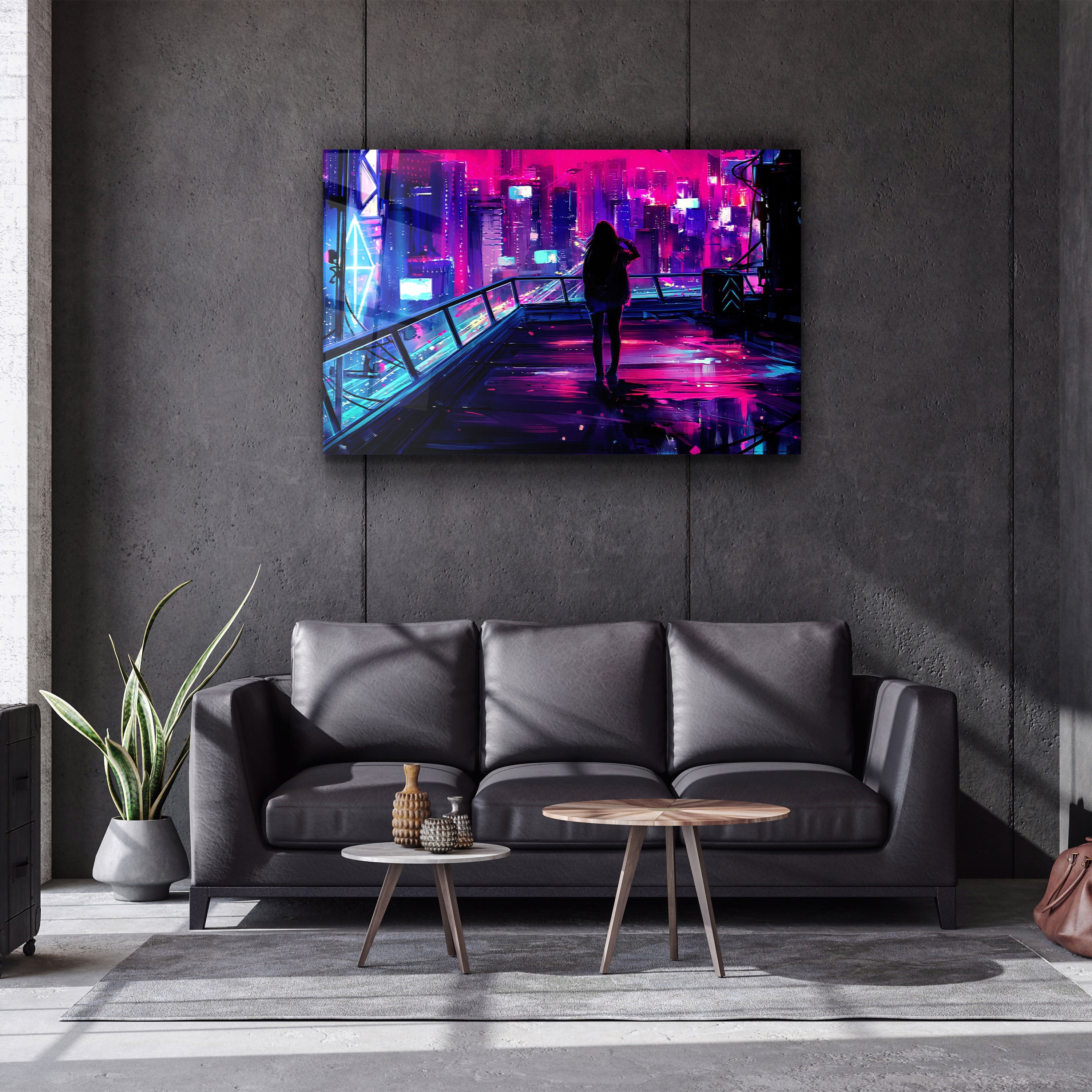 ・"Cyber ​​City"・Art mural en verre