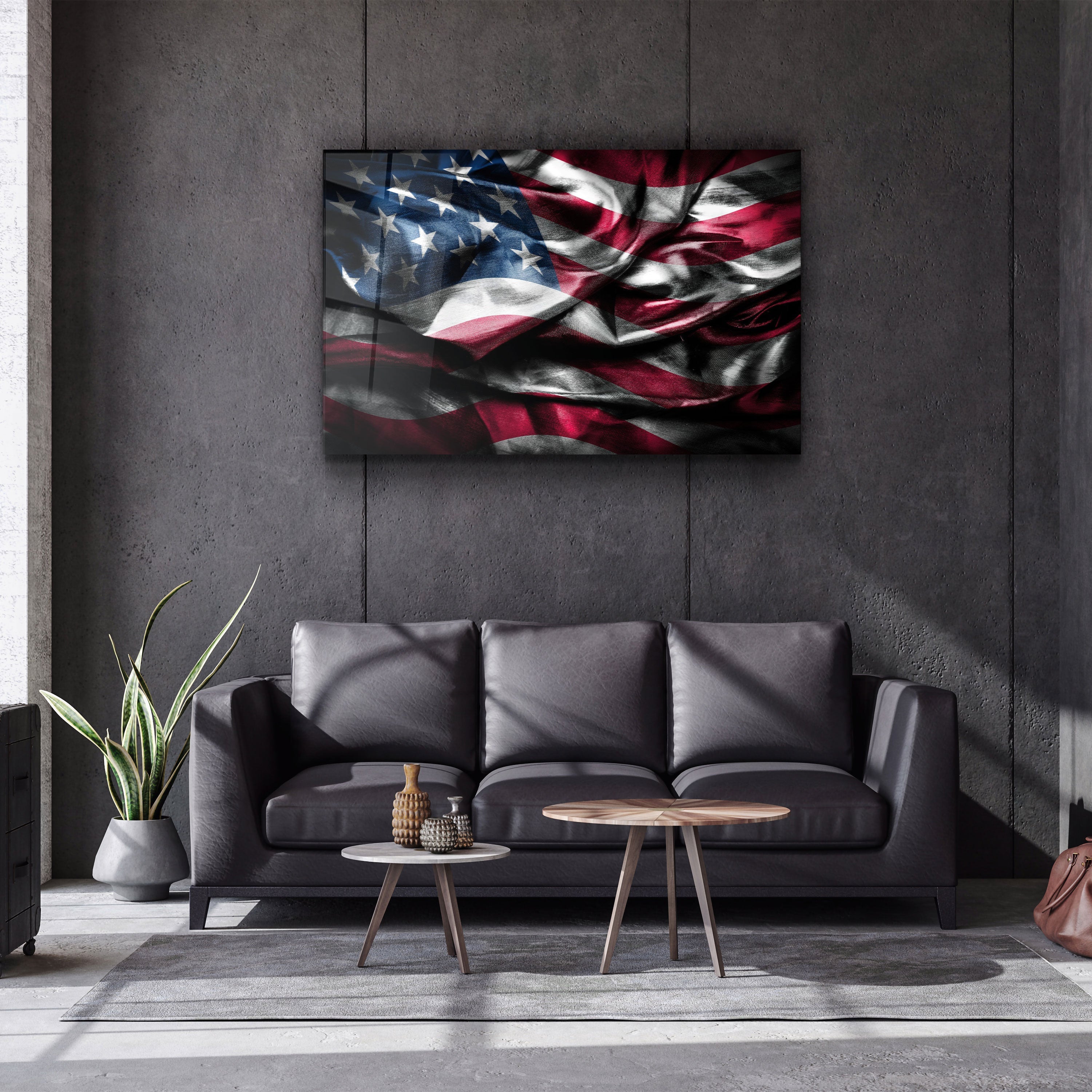 ・"Drapeau des États-Unis."・Art mural en verre