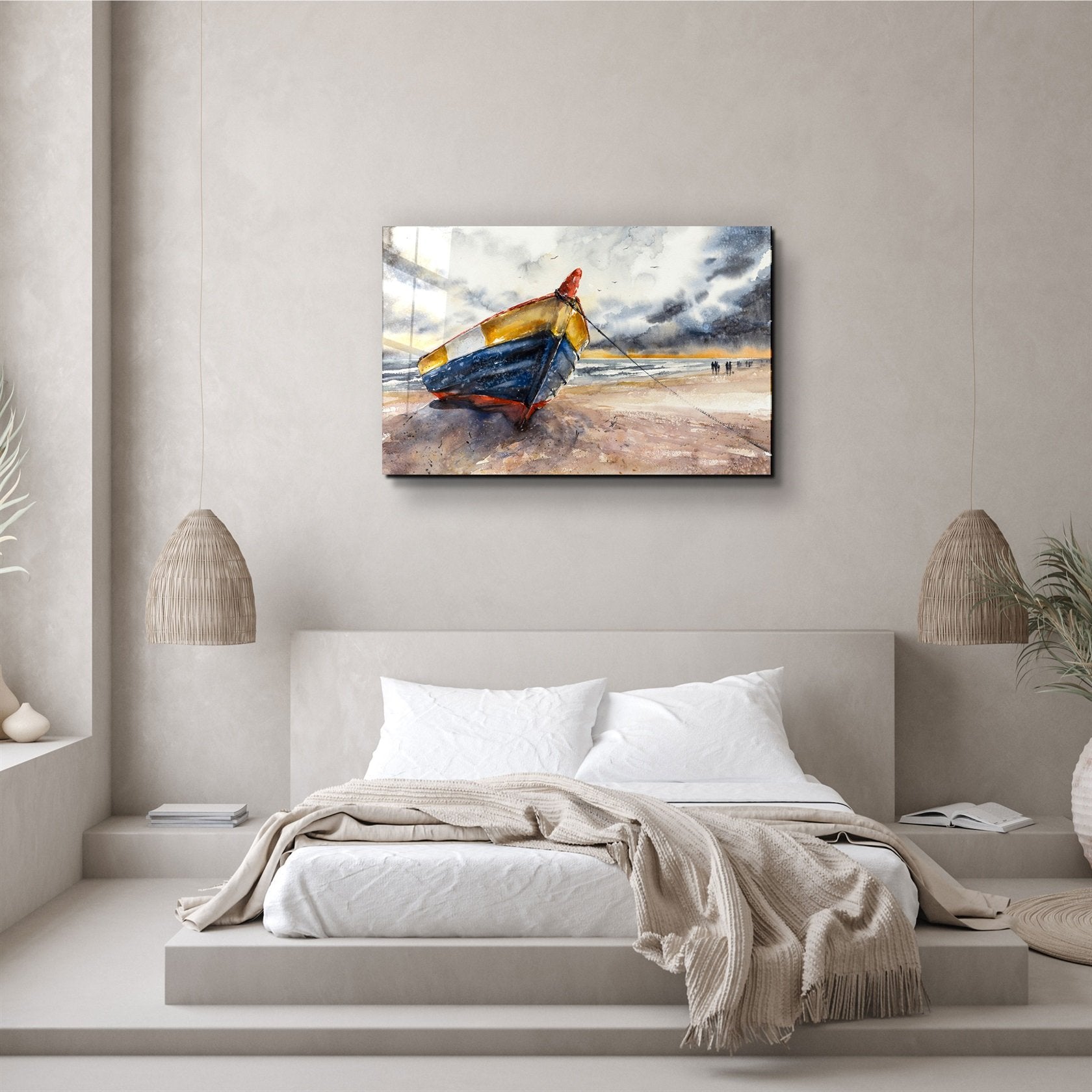 ・"Boat On the Beach"・Glass Wall Art