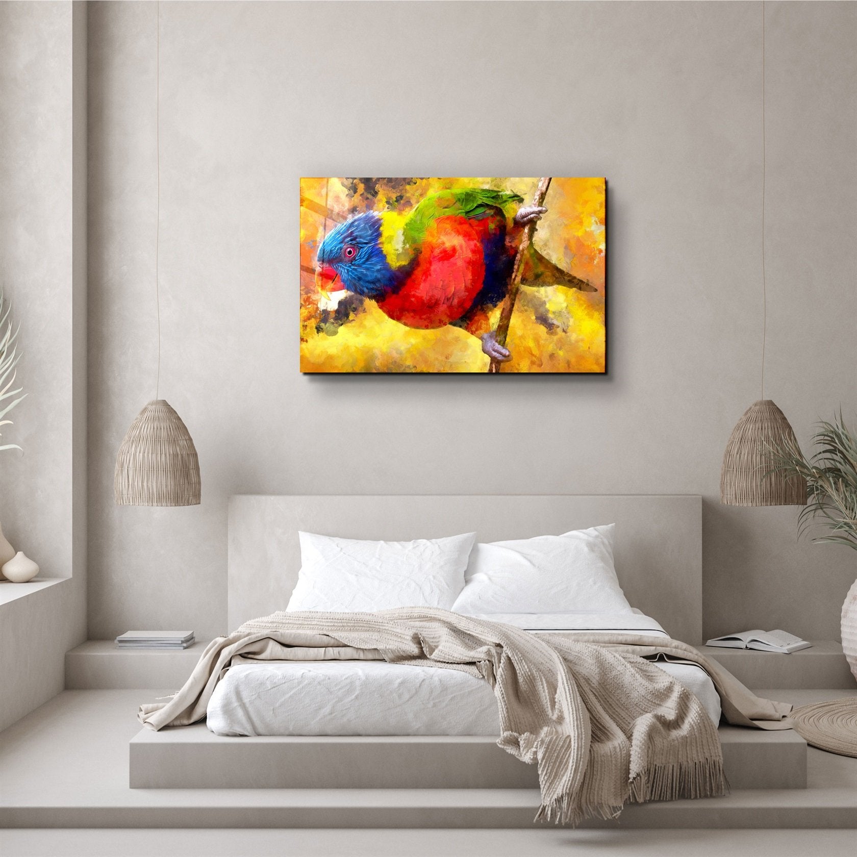 ・"Abstract Colorful Parrot"・Glass Wall Art