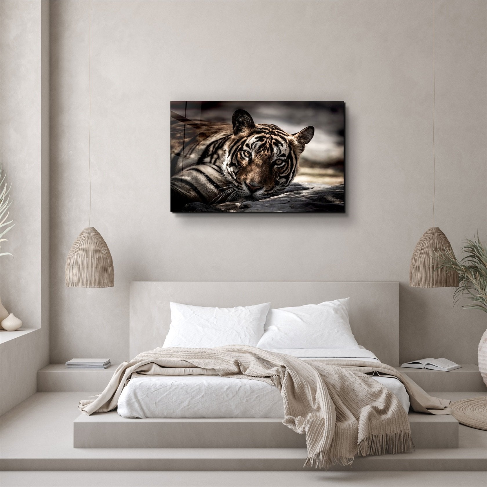 ・"Tigre fatigué"・Art mural en verre