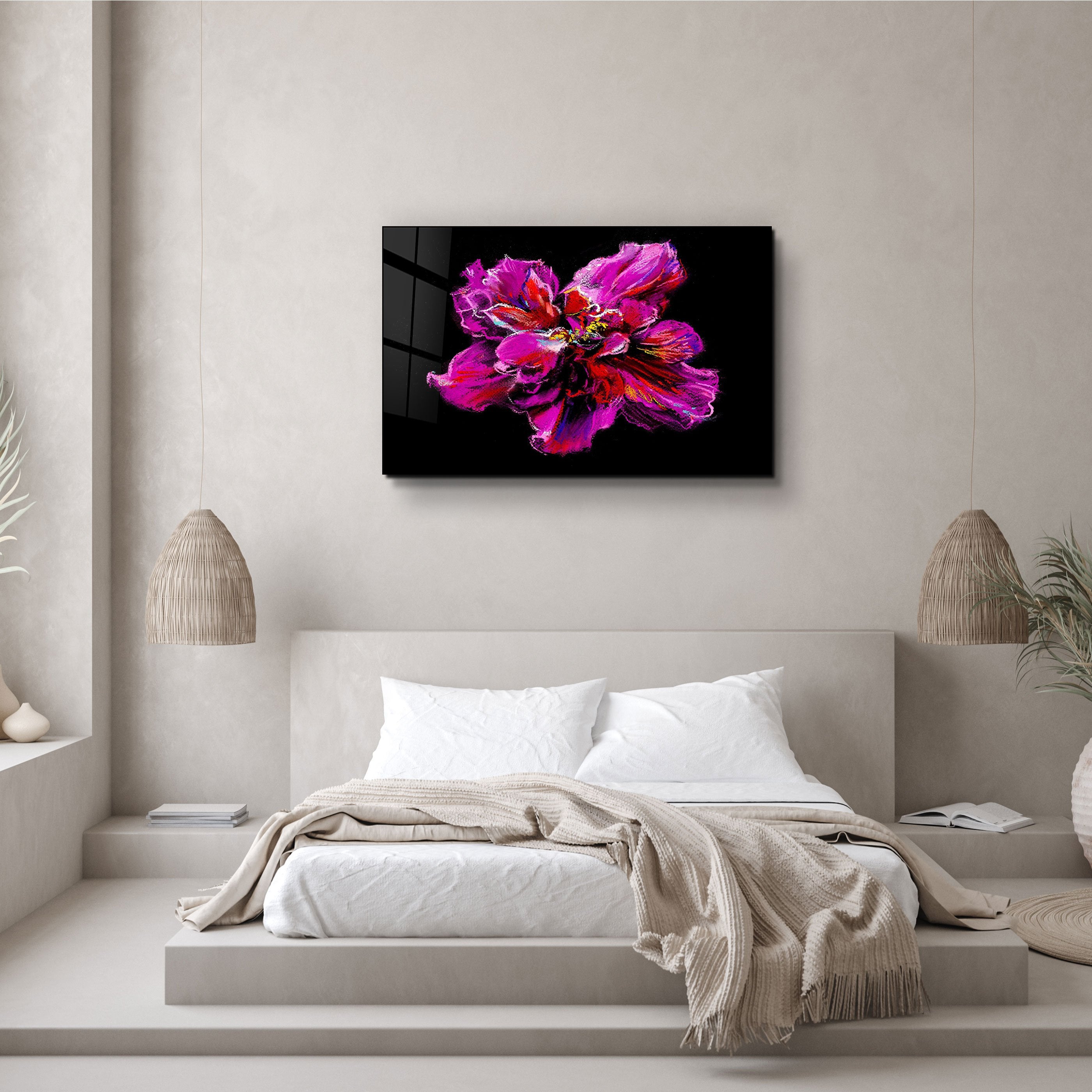 ・"Fleur violette"・Art mural en verre