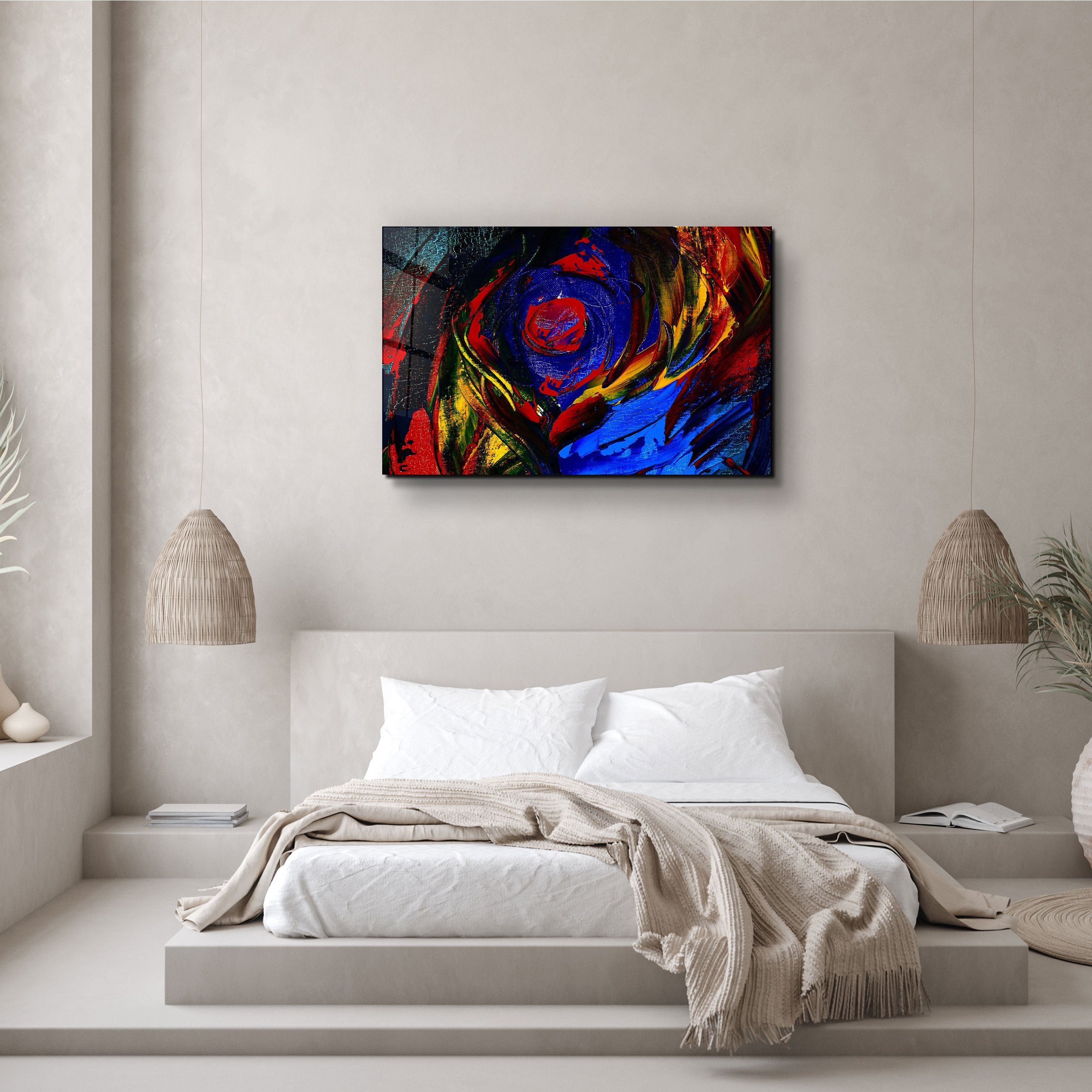 ・"Abstract Colorful Shapes"・Glass Wall Art