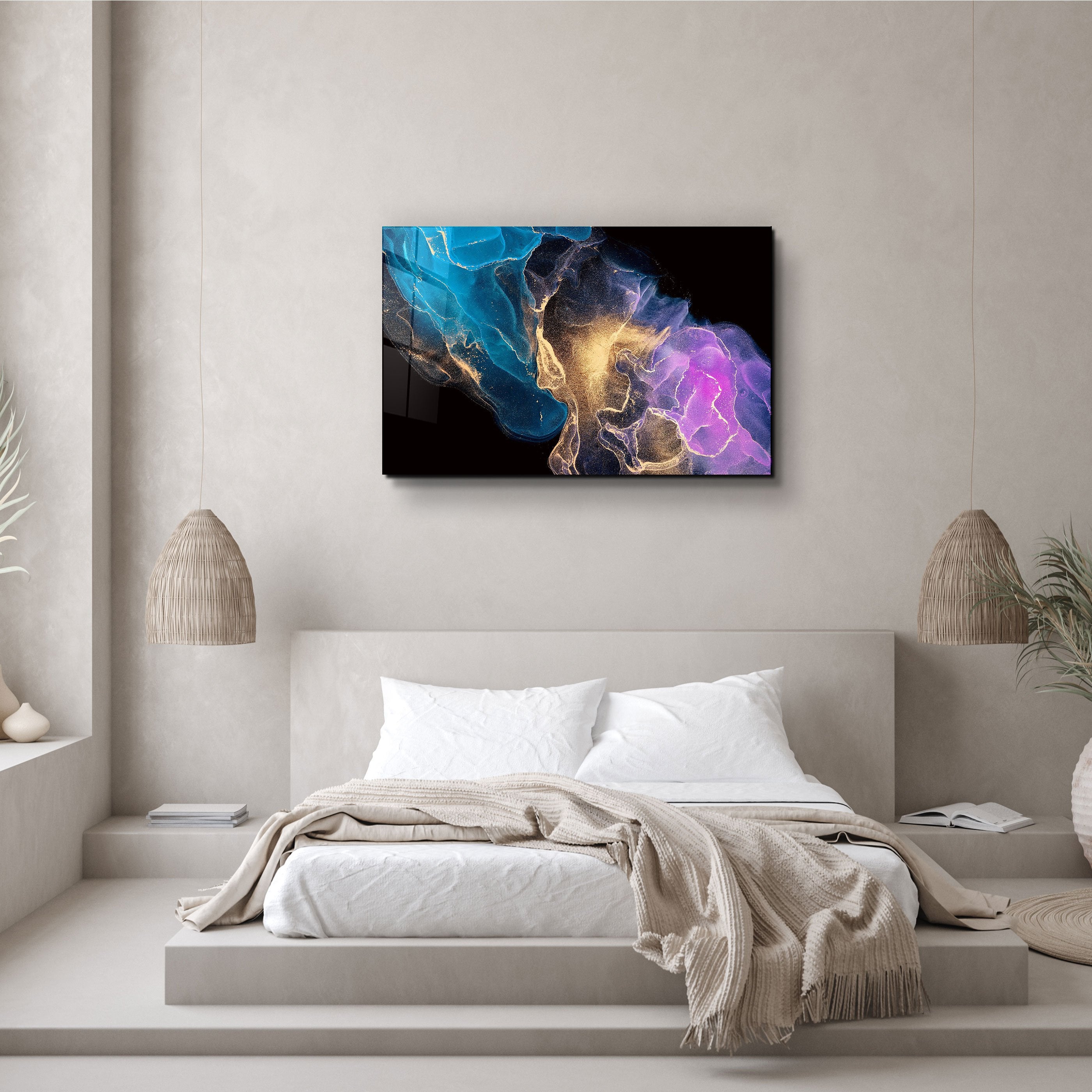 ・"Abstract Colorful Clouds"・Glass Wall Art