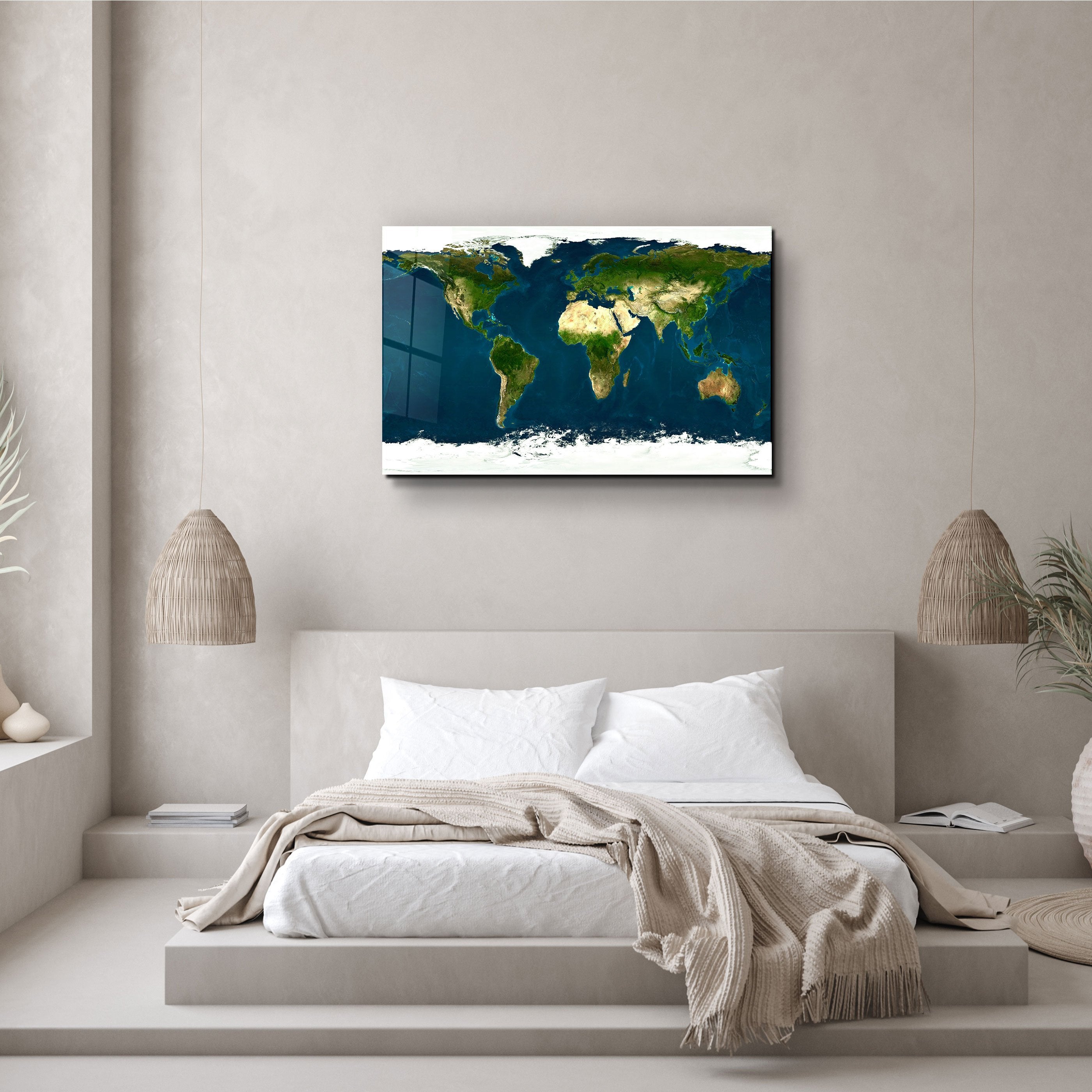 ・"Satellite World Map"・Glass Wall Art