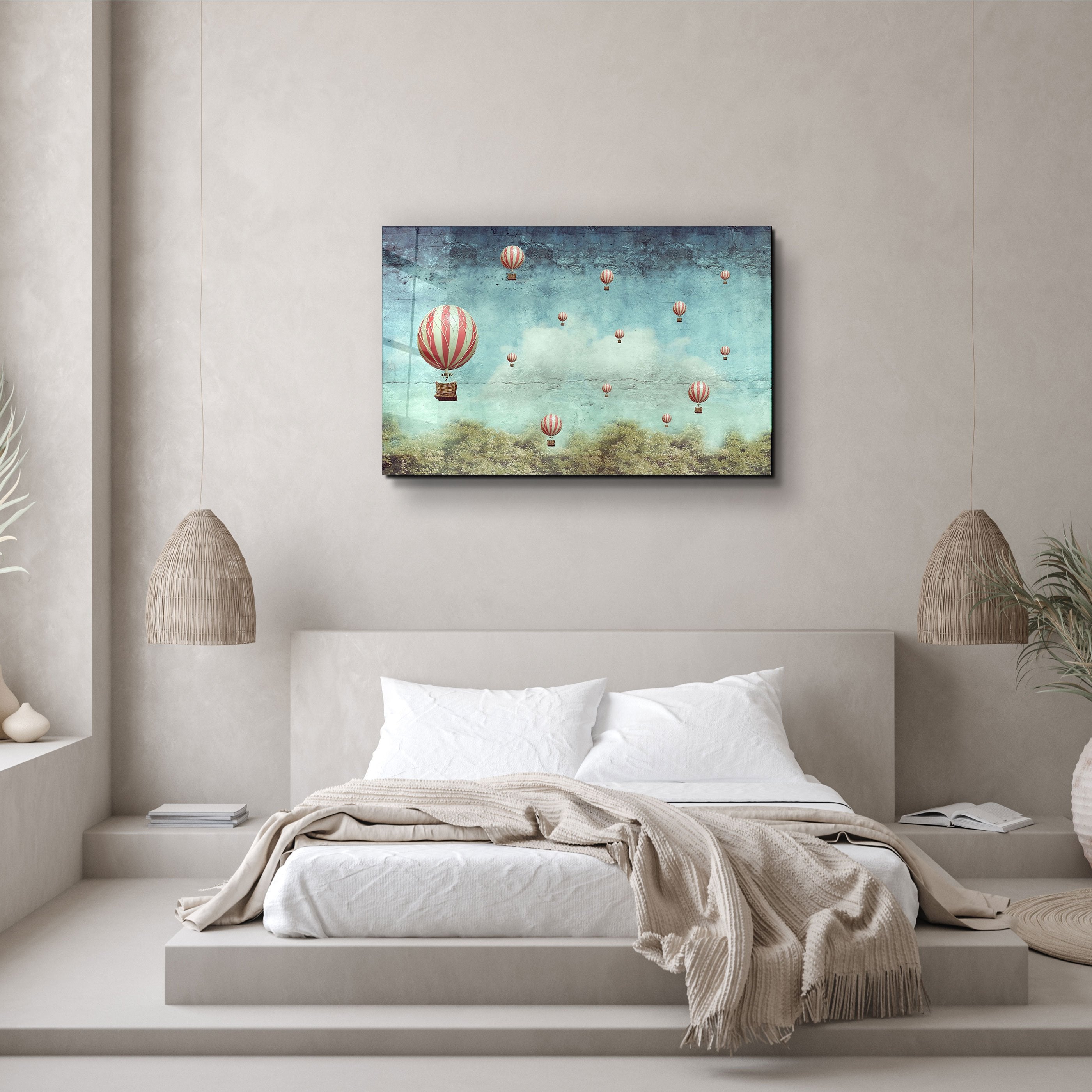 ・"Abstract Air Balloons"・Glass Wall Art