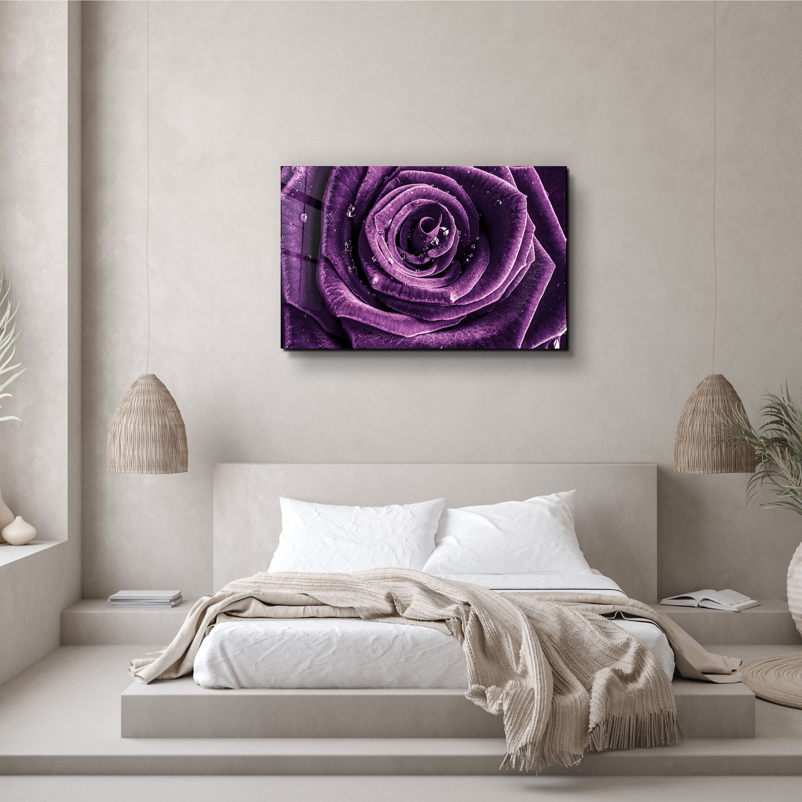 ・"Rose pourpre V2"・Art mural en verre