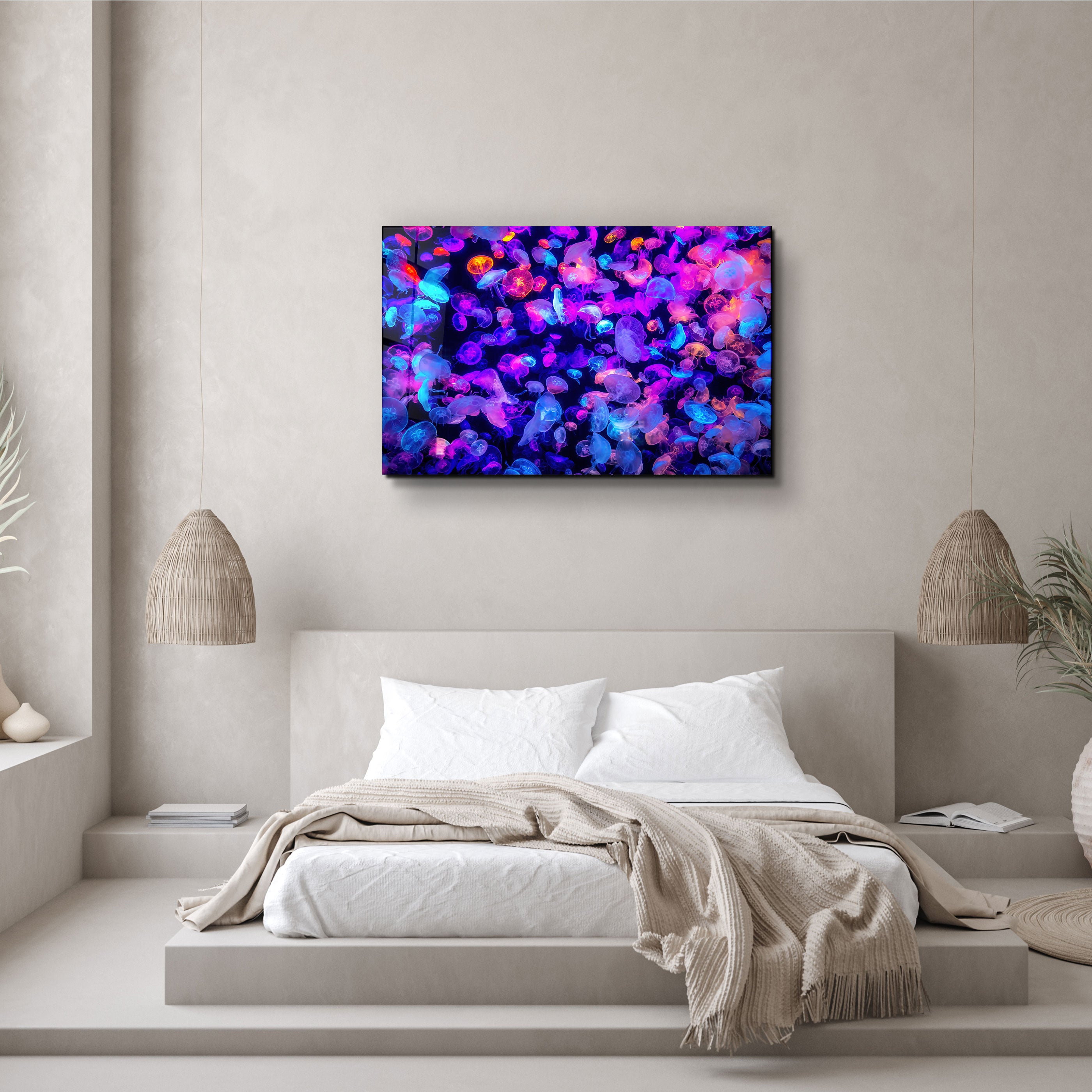 ・"The Colorful Jellyfishes"・Glass Wall Art