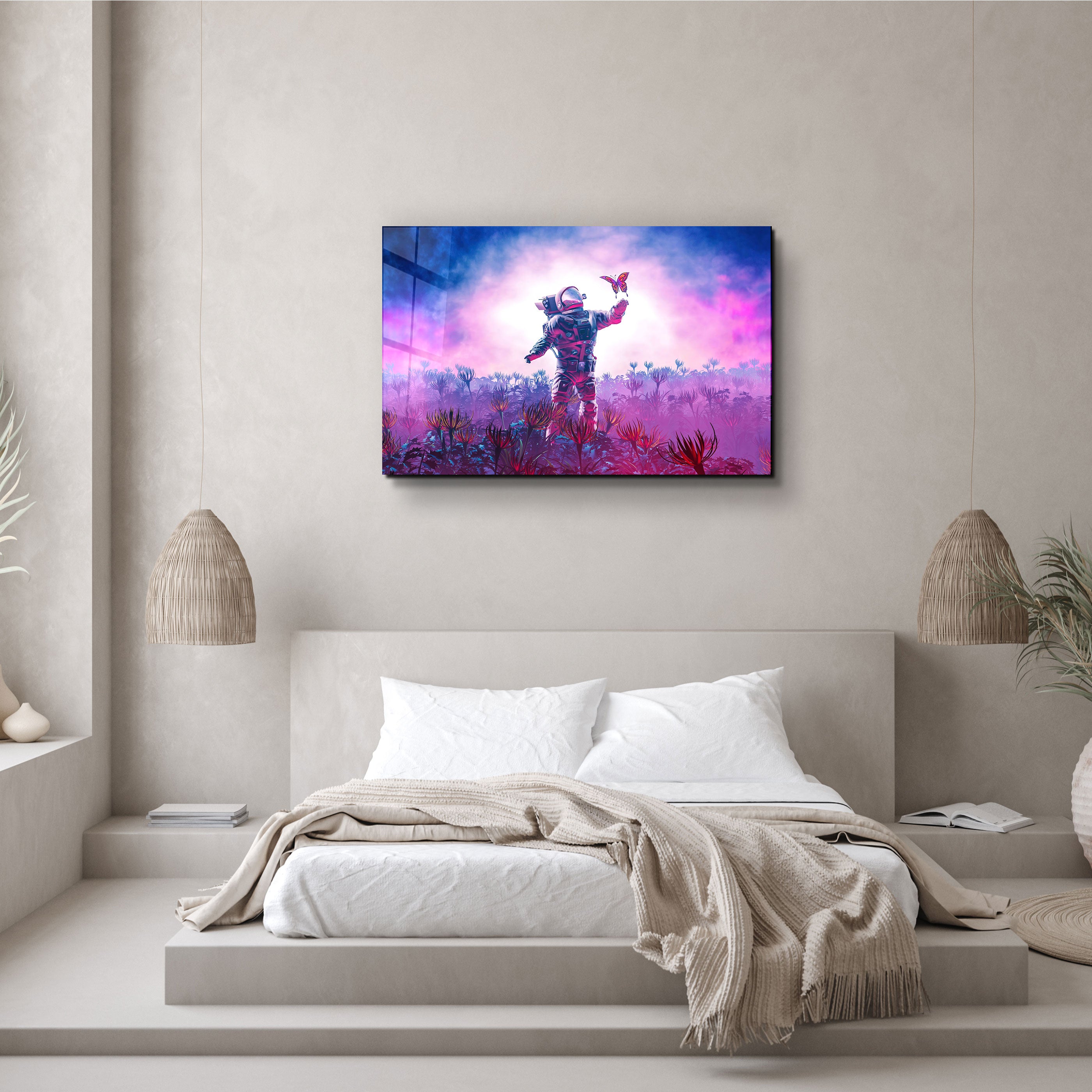 ・"Astronaut With Butterfly"・Glass Wall Art