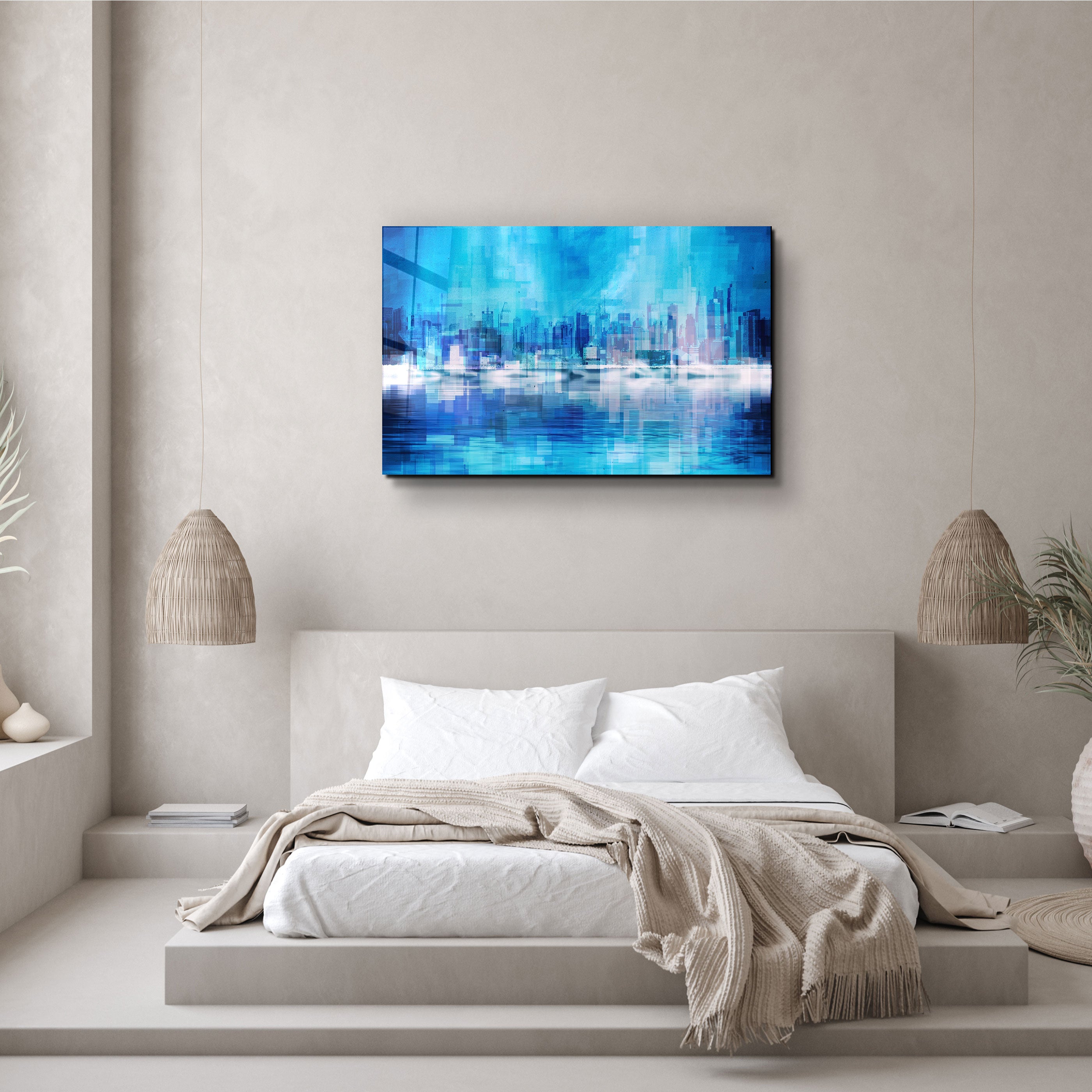 ・"The Fuzzy Cityscape Of New York"・Glass Wall Art