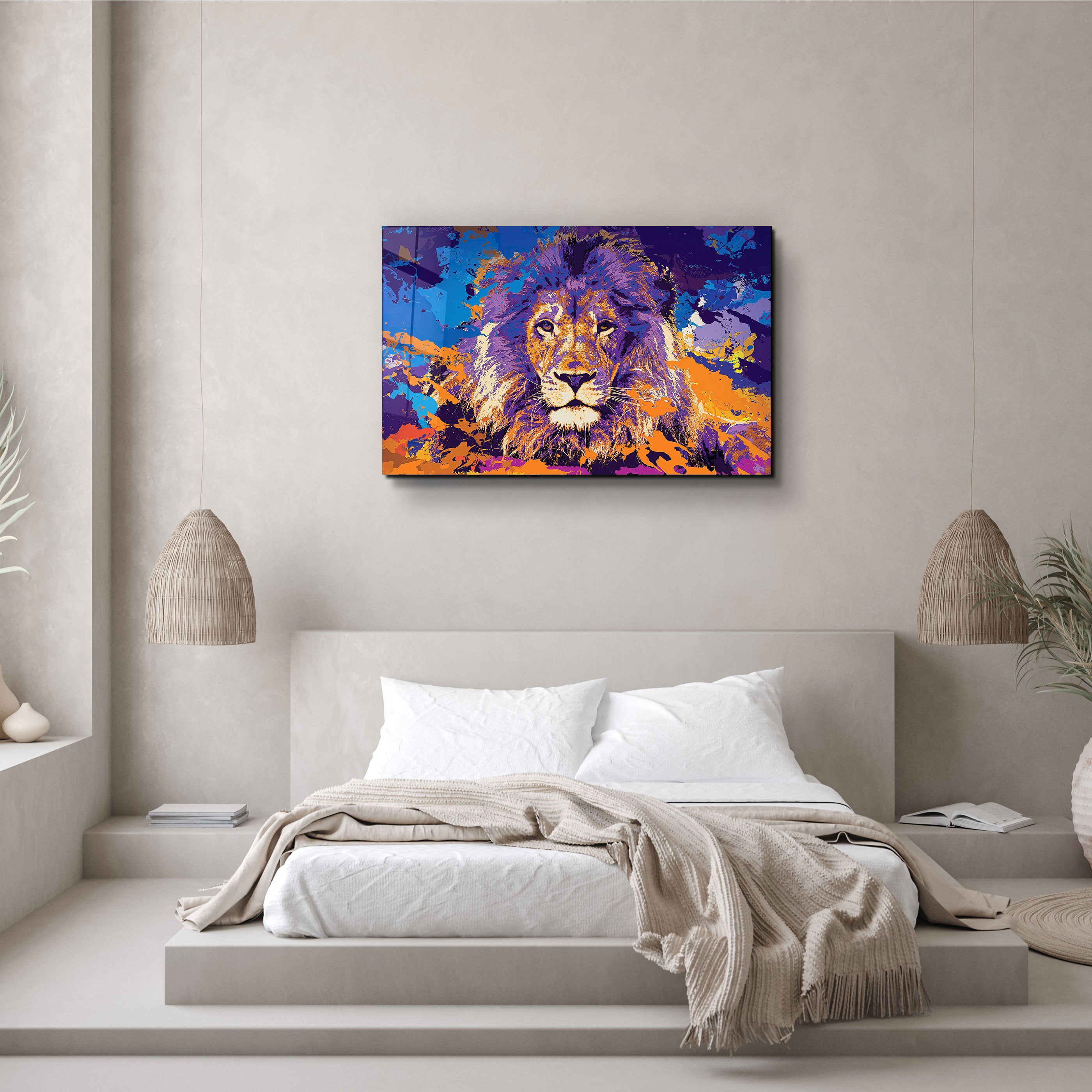 ・« Le lion en couleurs »・Art mural en verre