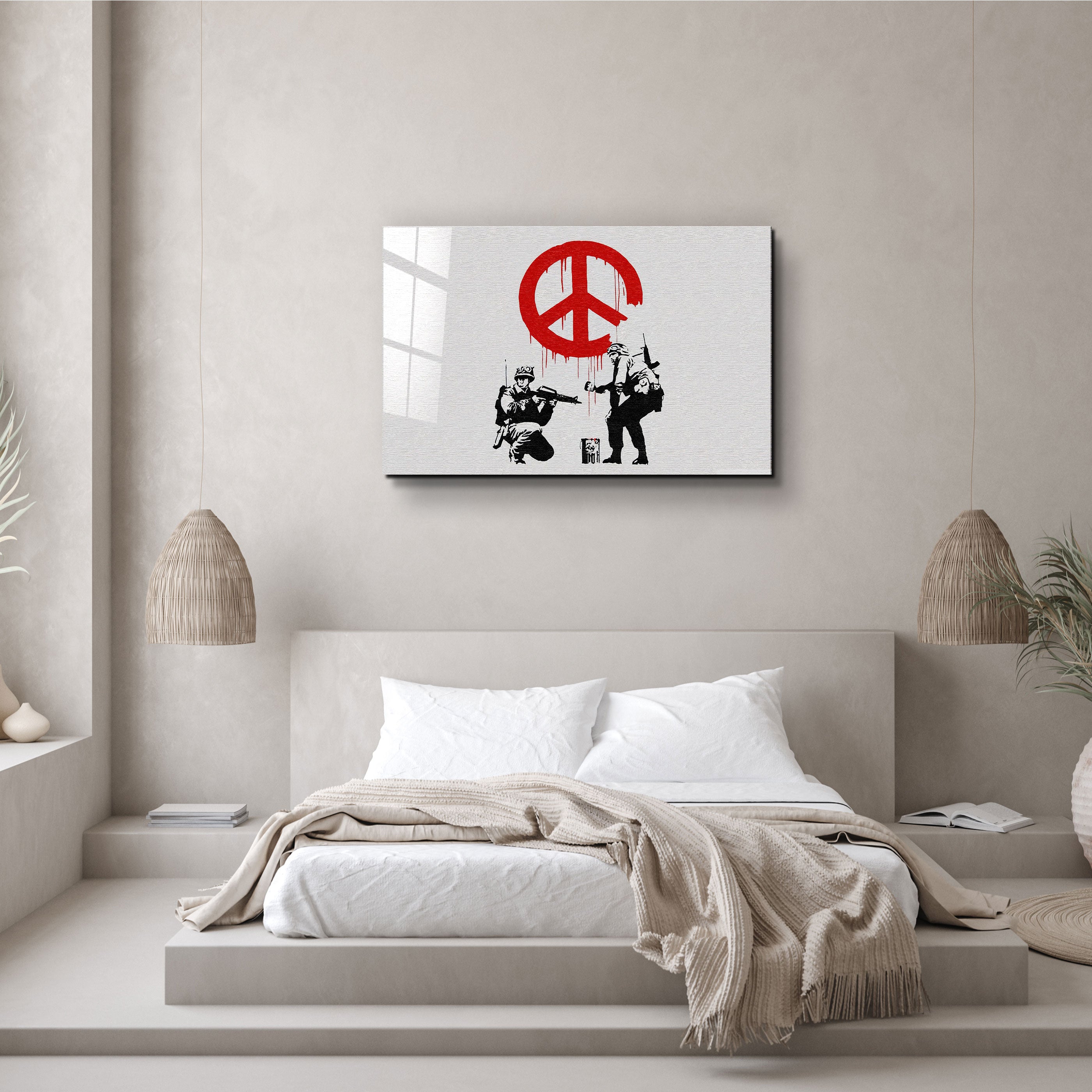 ・„Banksy – Anti-Krieg“・<tc>Glasbild</tc>